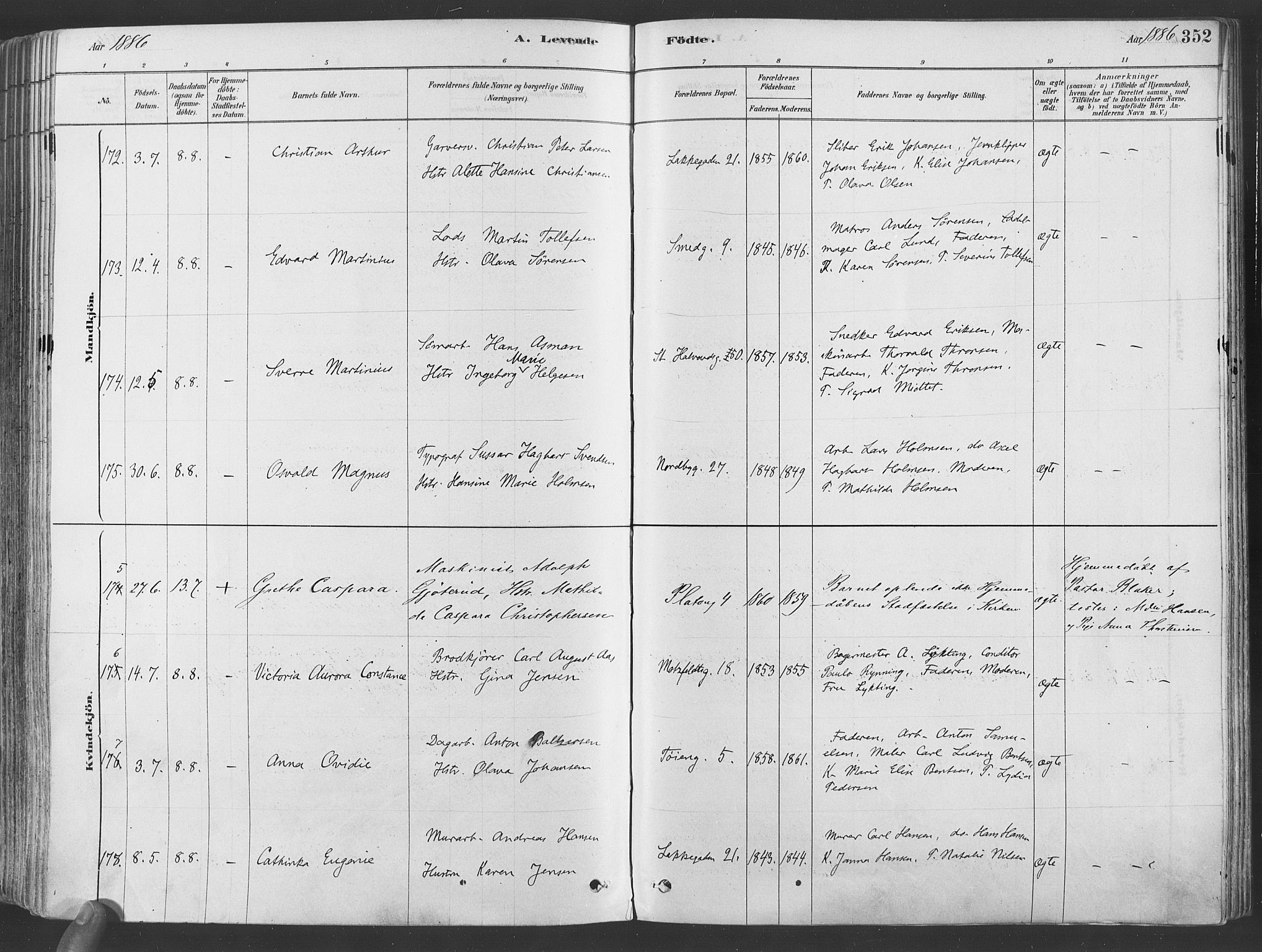 Grønland prestekontor Kirkebøker, SAO/A-10848/F/Fa/L0007: Ministerialbok nr. 7, 1878-1888, s. 352