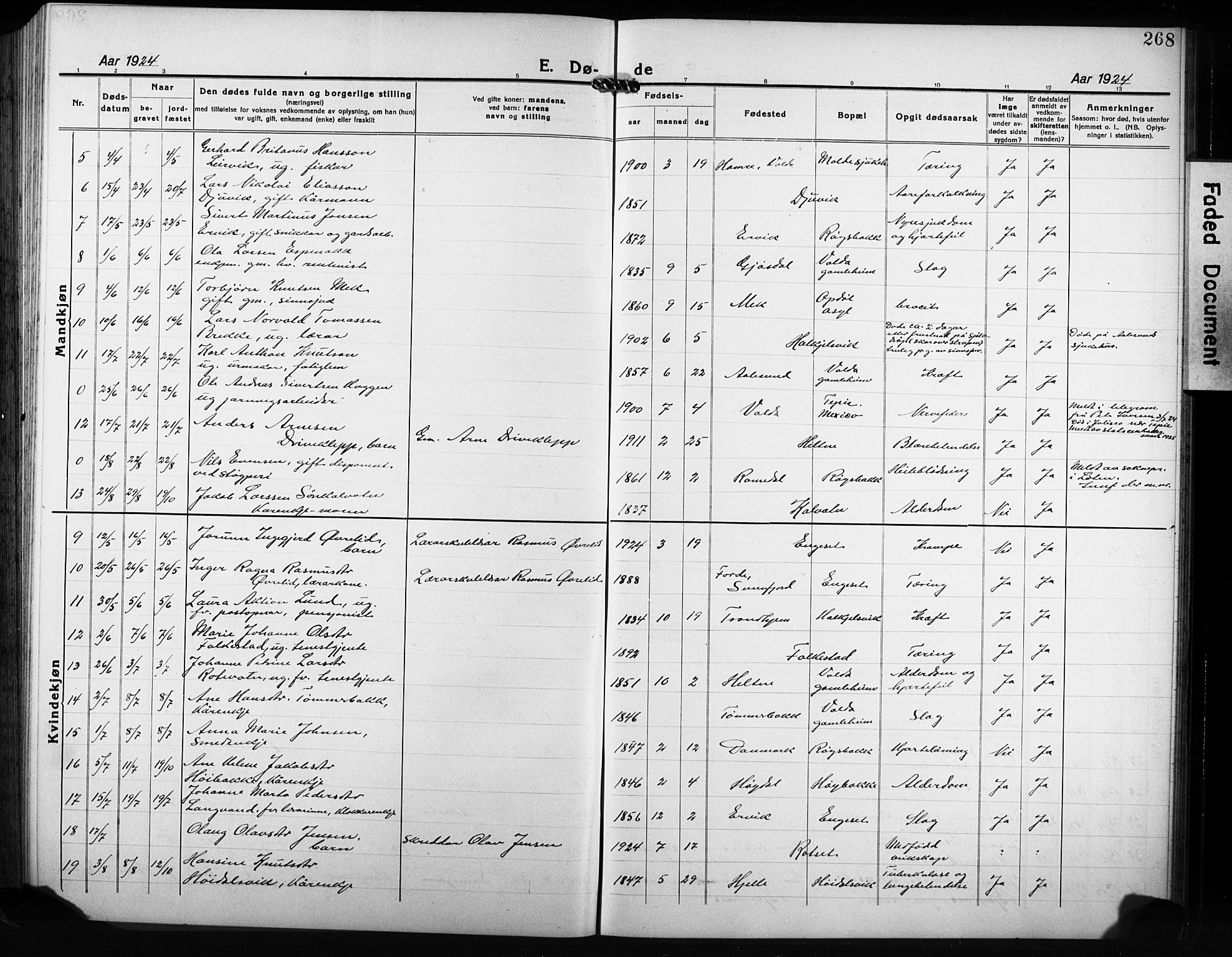 Ministerialprotokoller, klokkerbøker og fødselsregistre - Møre og Romsdal, AV/SAT-A-1454/511/L0160: Klokkerbok nr. 511C06, 1920-1932, s. 268