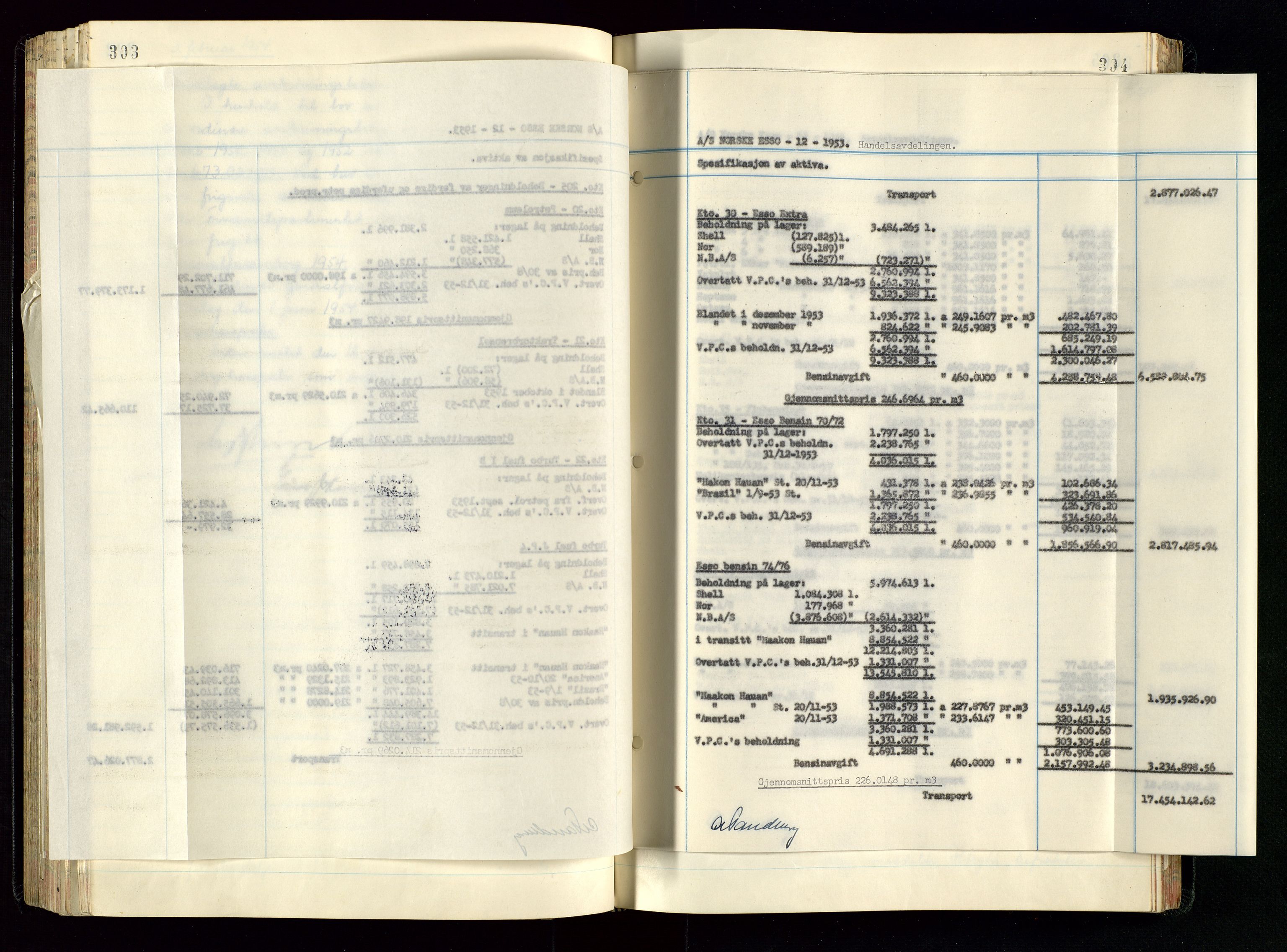 PA 1534 - Østlandske Petroleumscompagni A/S, AV/SAST-A-101954/A/Aa/L0005/0001: Direksjonsprotokoller / Den Administrerende Direksjon alle selskaper (referatprotokoll), 1943-1958