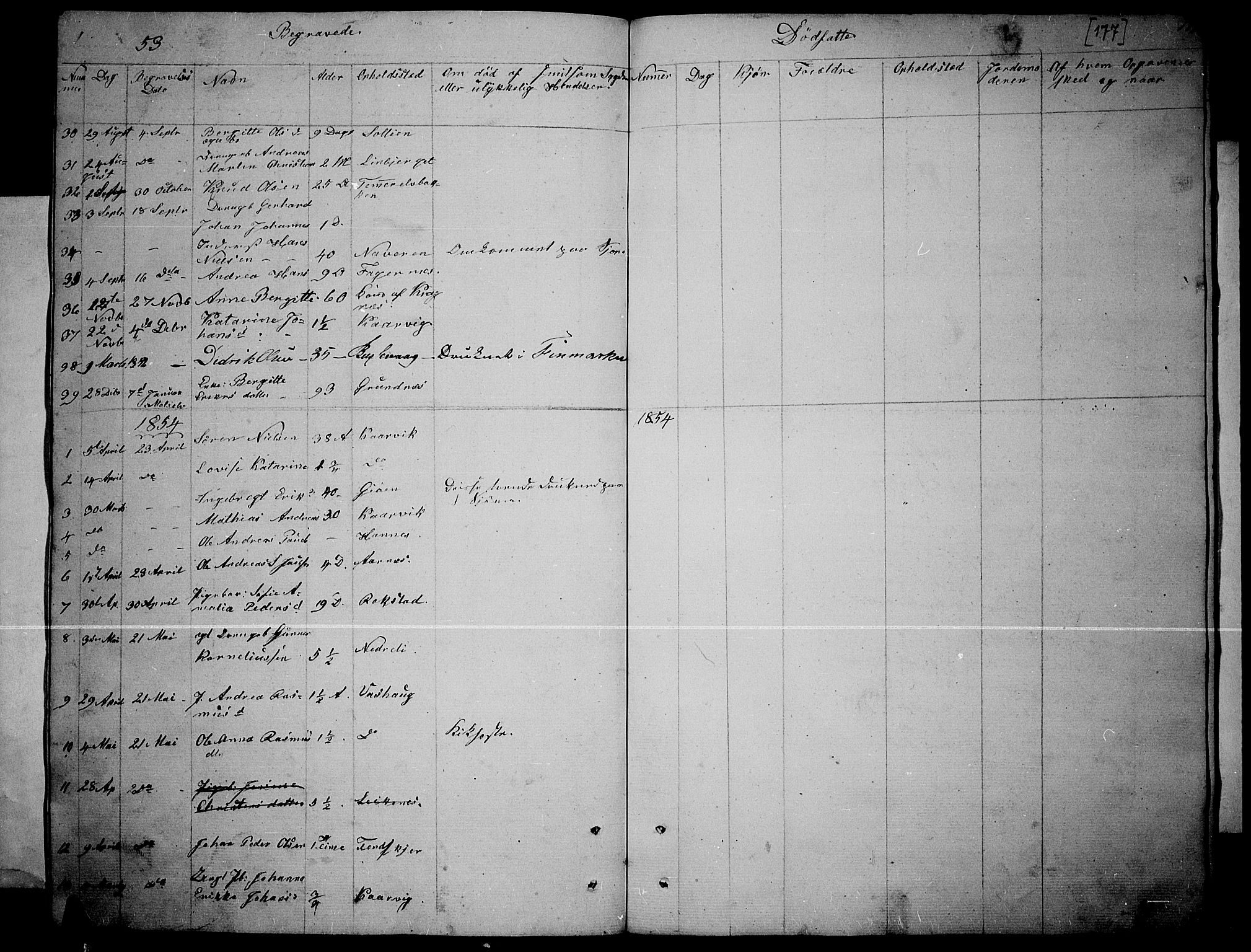 Lenvik sokneprestembete, AV/SATØ-S-1310/H/Ha/Hab/L0003klokker: Klokkerbok nr. 3, 1844-1858, s. 177
