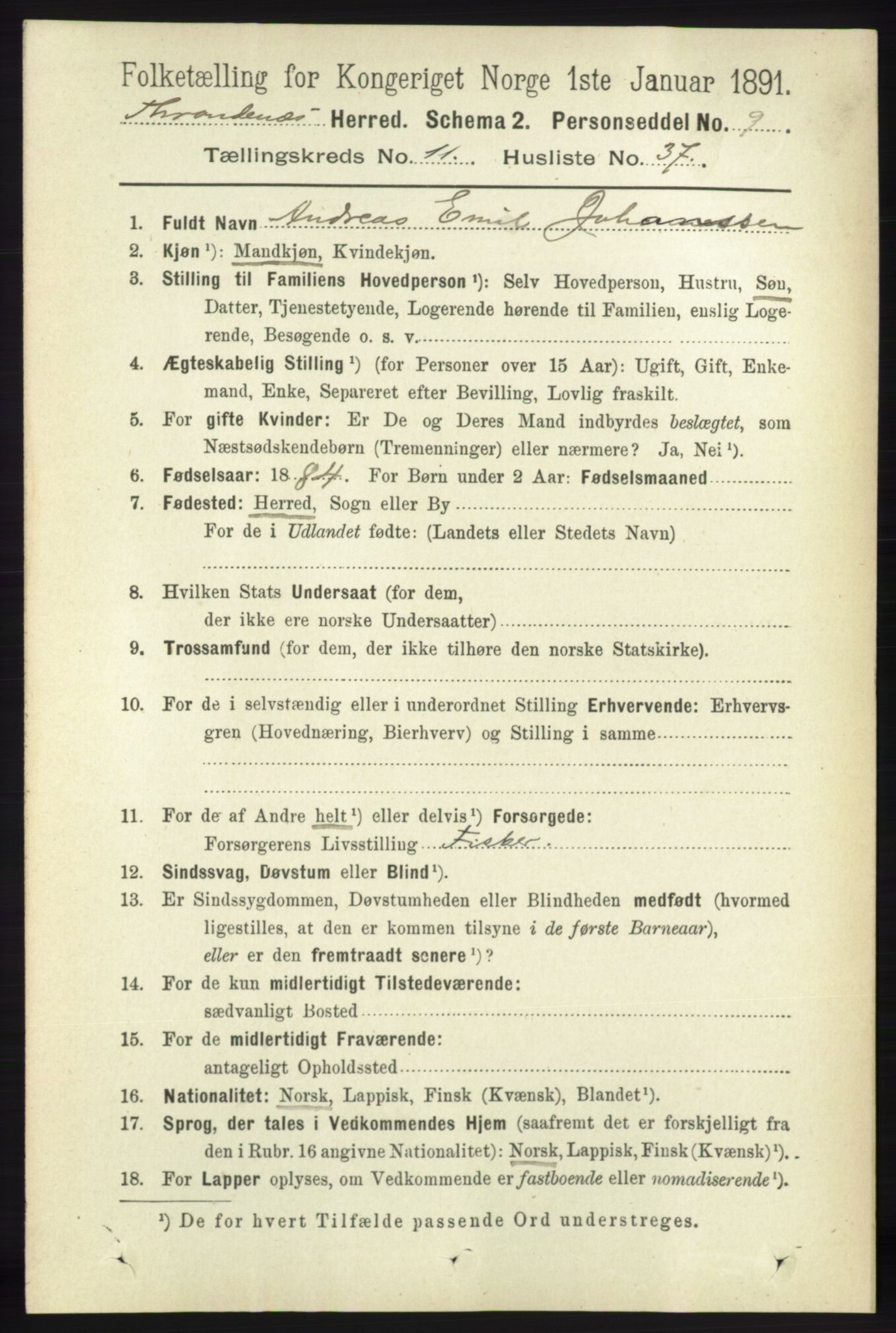 RA, Folketelling 1891 for 1914 Trondenes herred, 1891, s. 8261