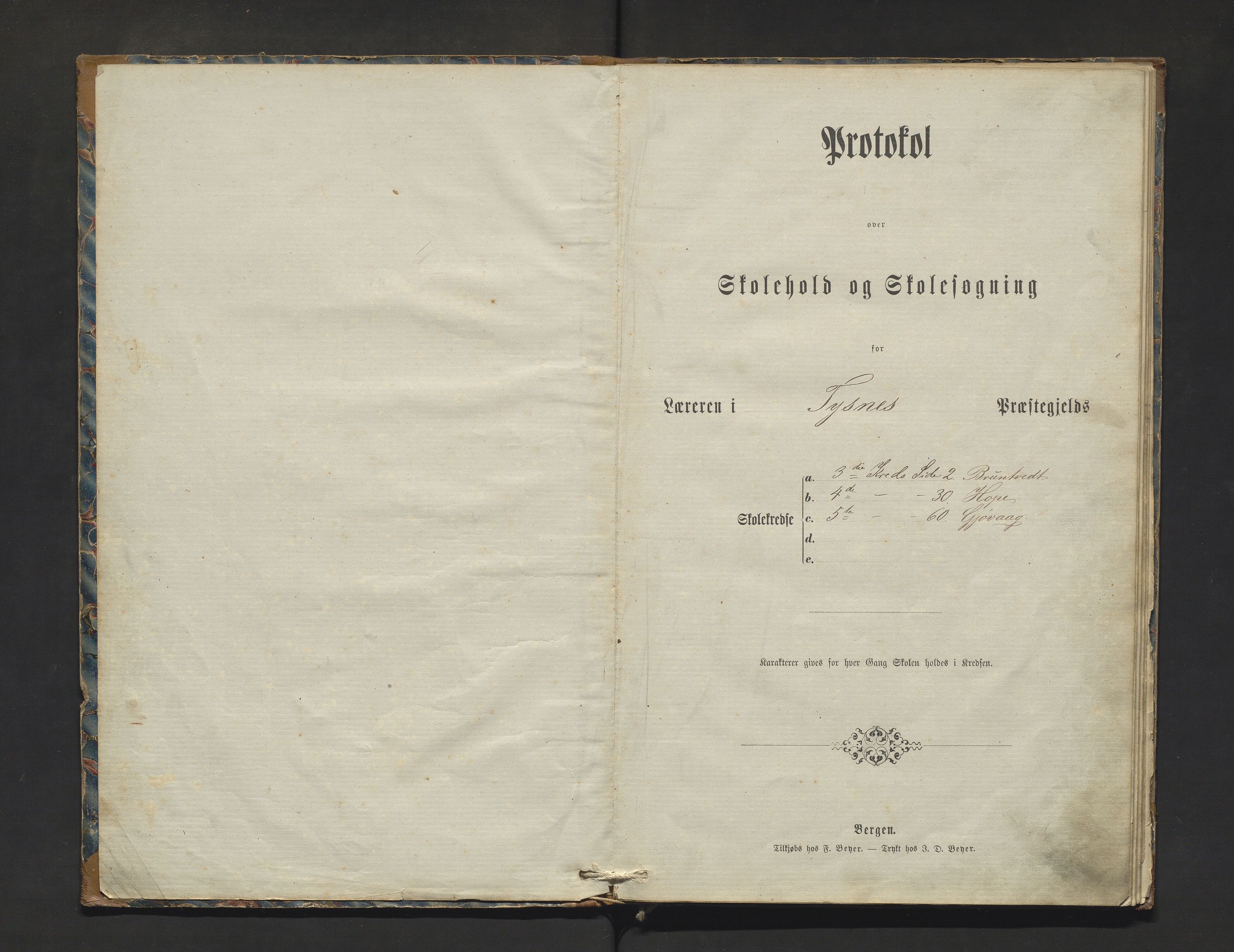 Tysnes kommune. Barneskulane, IKAH/1223-231/F/Fa/Faa/L0004: Skuleprotokoll for Bruntveit, Gjøvåg og Hope krinsar, 1875-1888