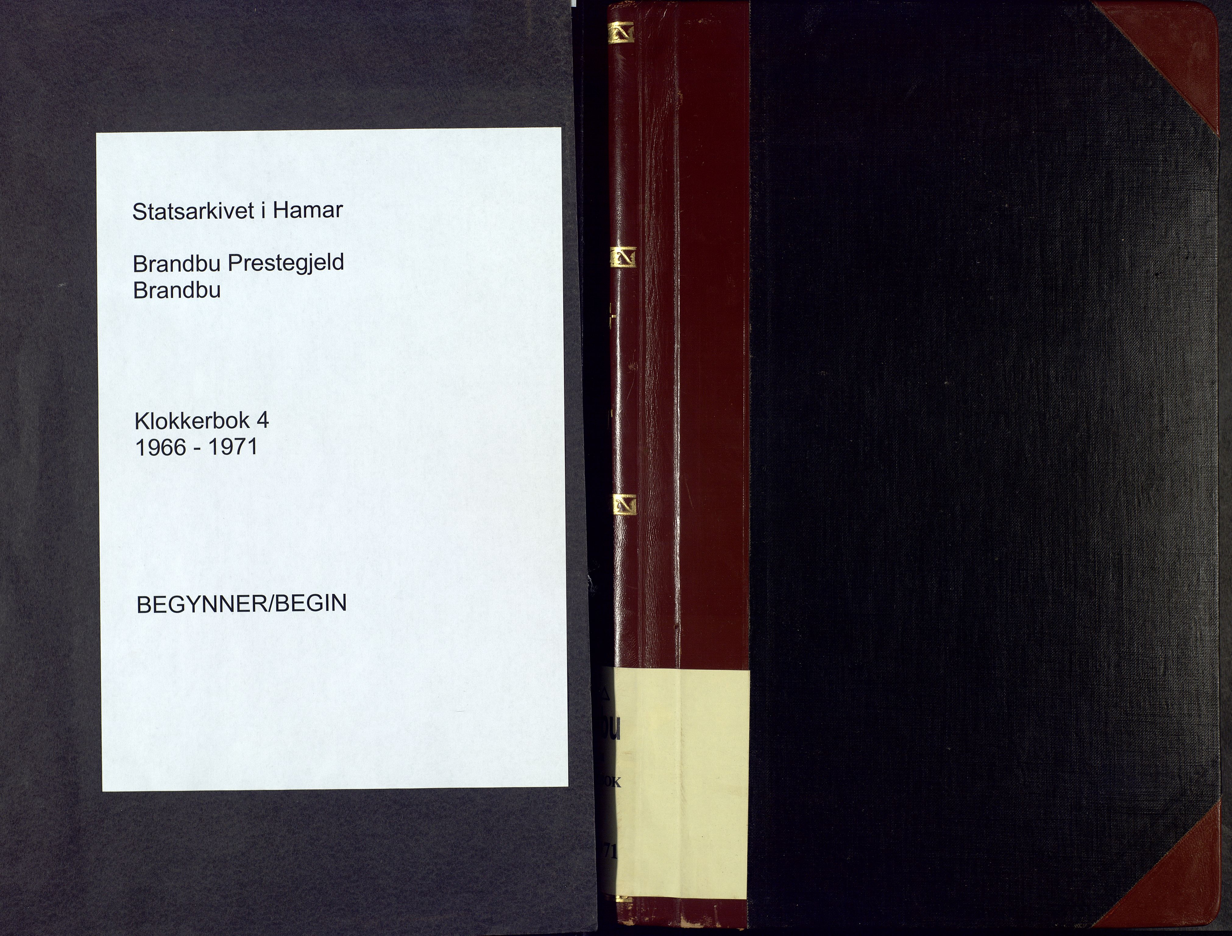 Brandbu prestekontor, SAH/PREST-114/H/Ha/Hab/L0004: Klokkerbok nr. 4, 1966-1971