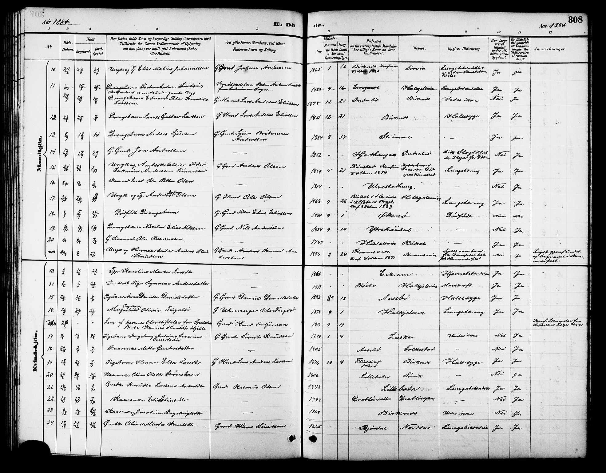 Ministerialprotokoller, klokkerbøker og fødselsregistre - Møre og Romsdal, AV/SAT-A-1454/511/L0158: Klokkerbok nr. 511C04, 1884-1903, s. 308