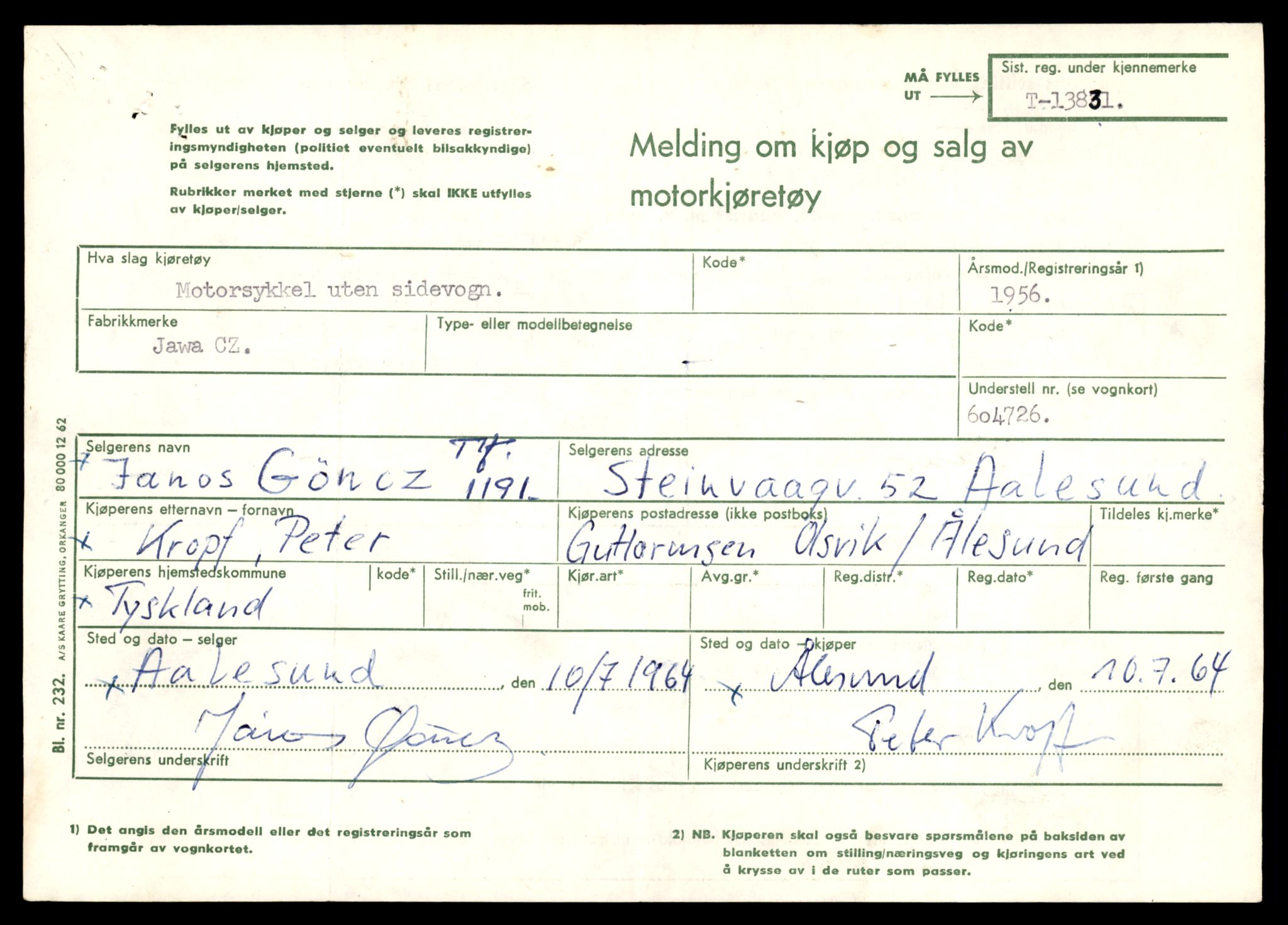 Møre og Romsdal vegkontor - Ålesund trafikkstasjon, AV/SAT-A-4099/F/Fe/L0041: Registreringskort for kjøretøy T 13710 - T 13905, 1927-1998, s. 2181