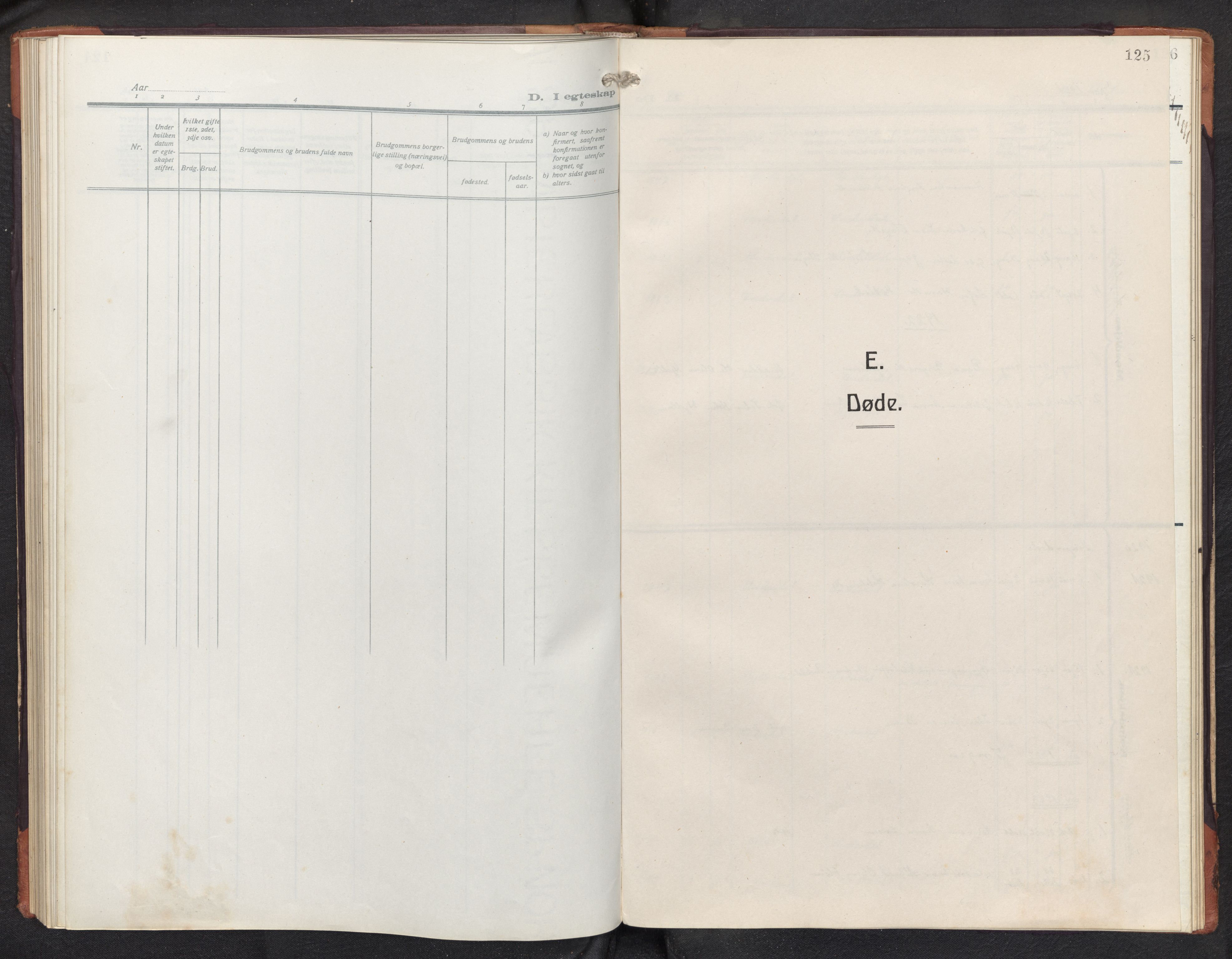 Aurland sokneprestembete, SAB/A-99937/H/Hb/Hbd/L0003: Klokkerbok nr. D 3, 1920-1968, s. 124b-125a
