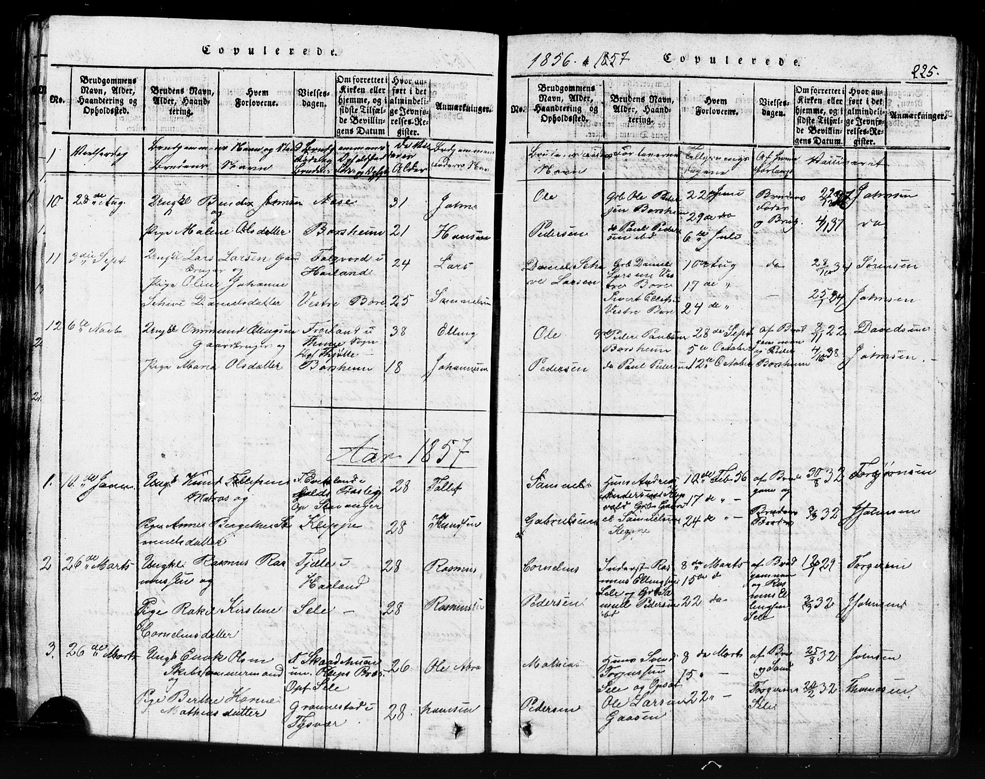 Klepp sokneprestkontor, AV/SAST-A-101803/001/3/30BB/L0001: Klokkerbok nr.  B 1, 1816-1859, s. 225