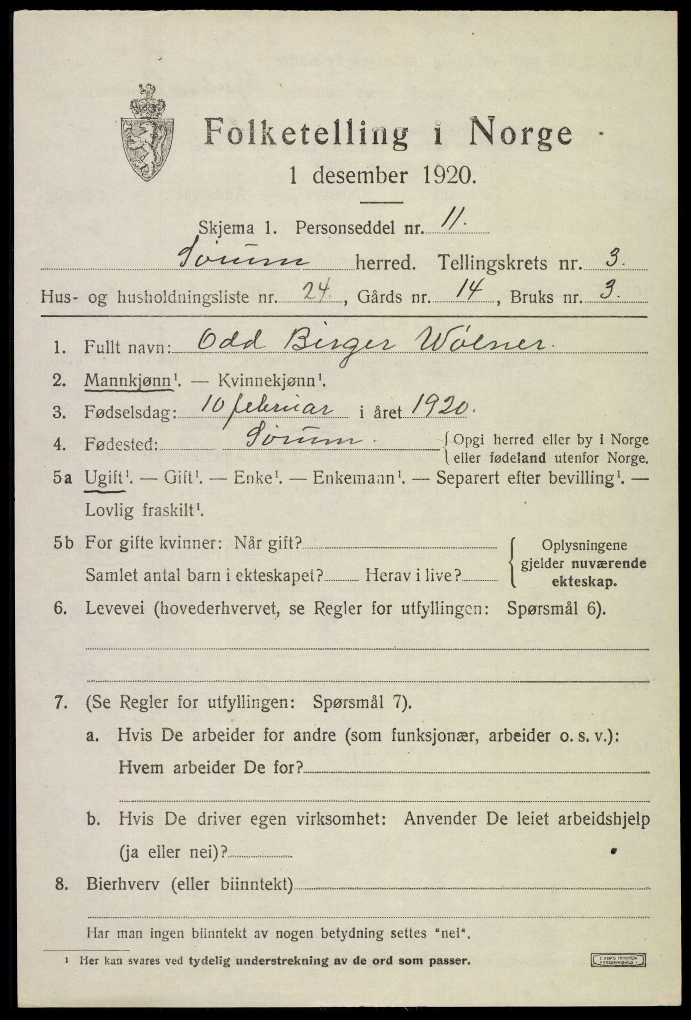 SAO, Folketelling 1920 for 0226 Sørum herred, 1920, s. 2459