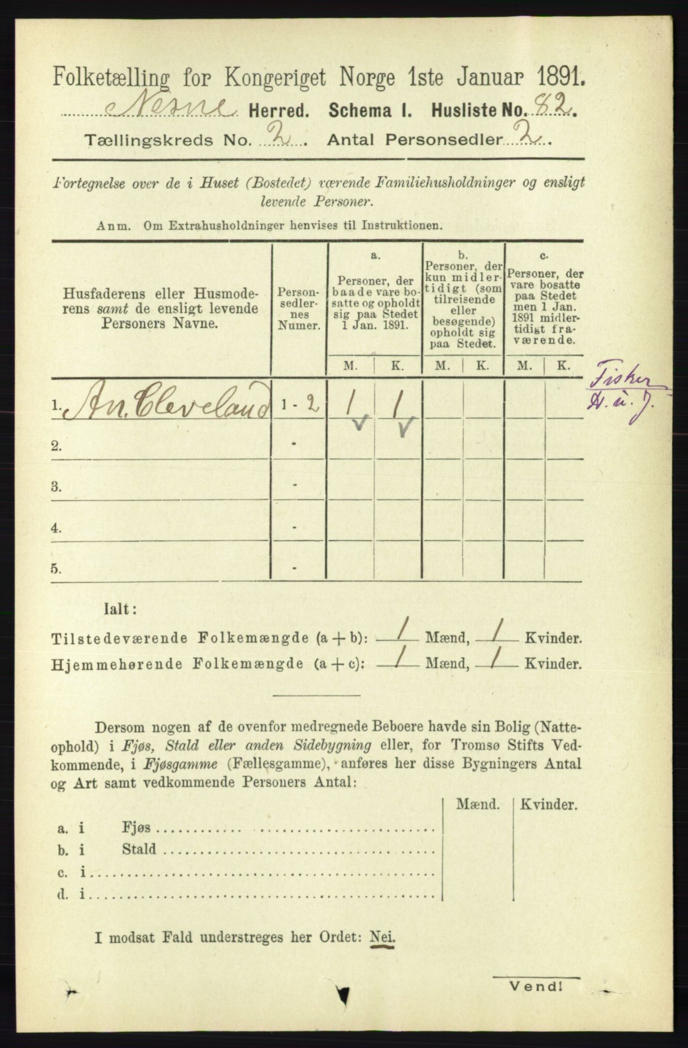 RA, Folketelling 1891 for 1828 Nesna herred, 1891, s. 826