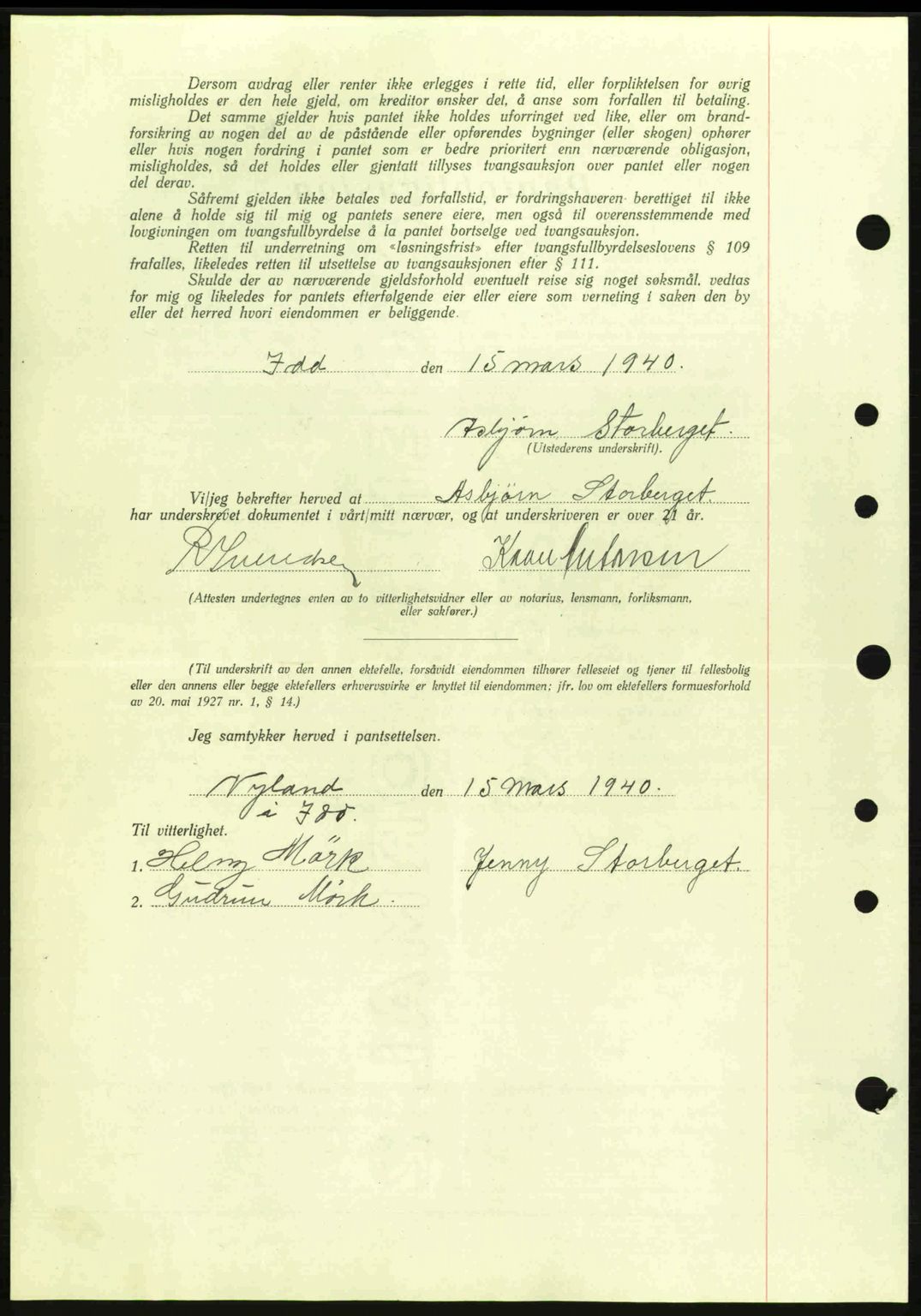 Idd og Marker sorenskriveri, AV/SAO-A-10283/G/Gb/Gbc/L0002: Pantebok nr. B4-9a, 1939-1945, Dagboknr: 323/1940