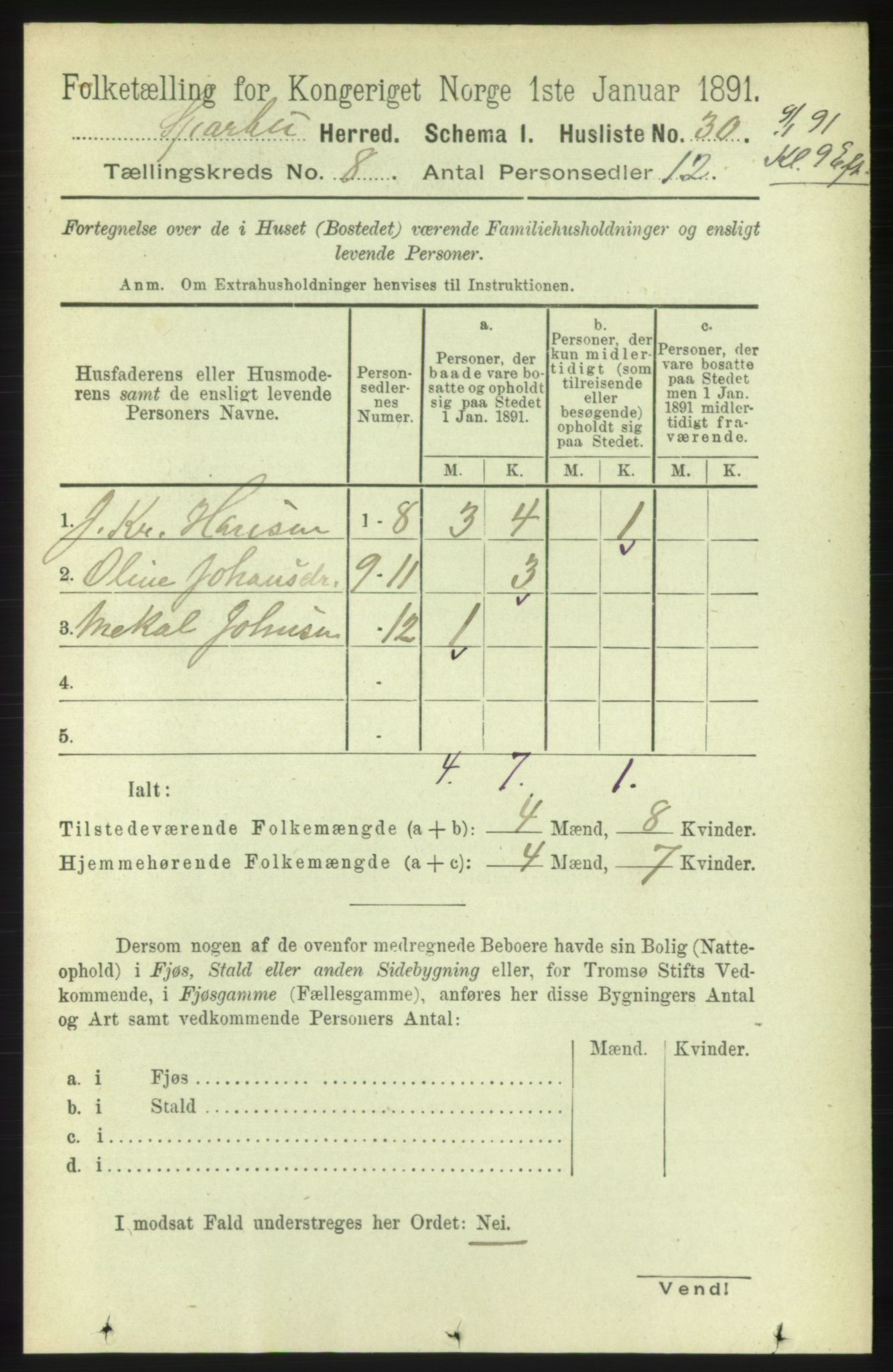 RA, Folketelling 1891 for 1731 Sparbu herred, 1891, s. 2790