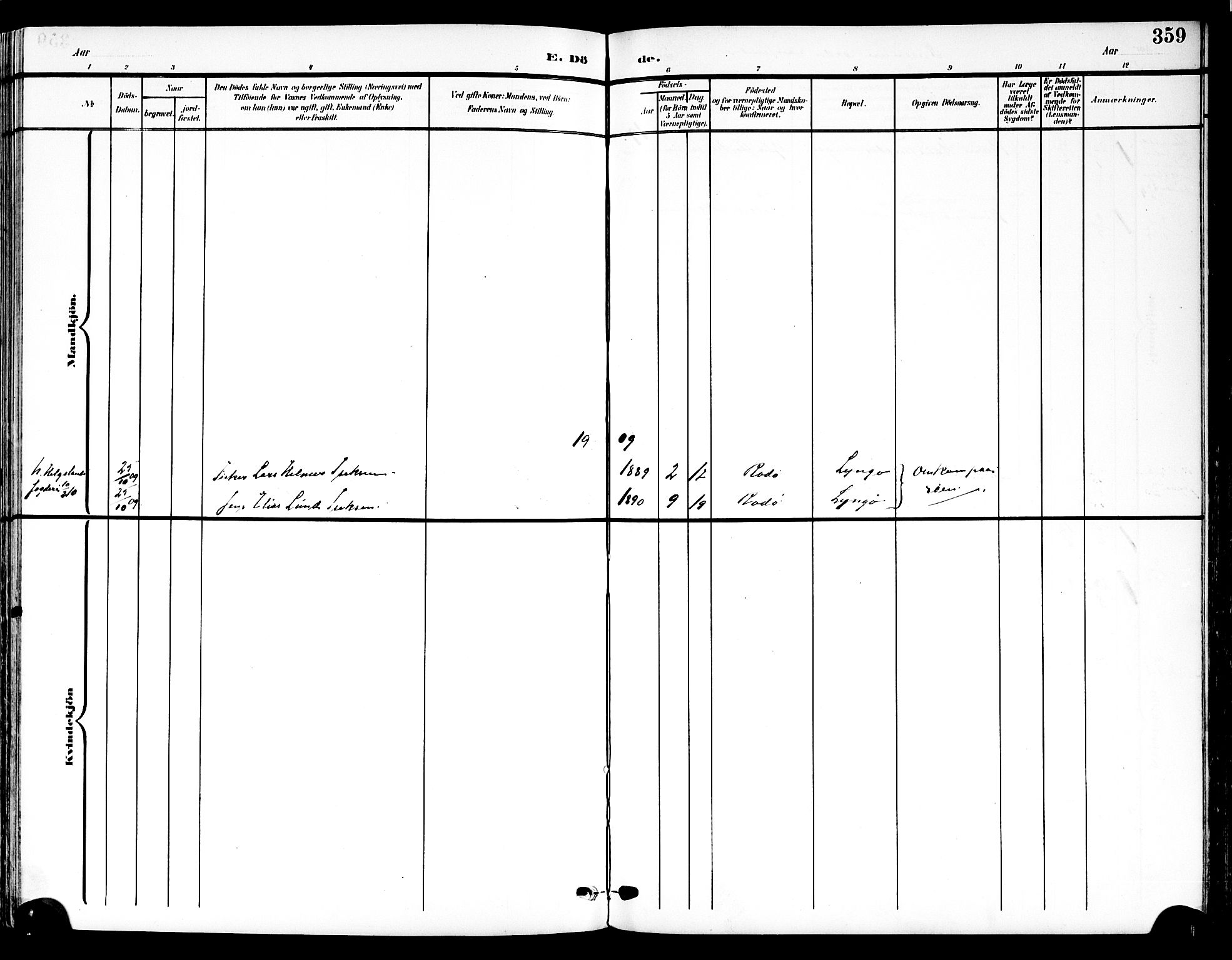 Ministerialprotokoller, klokkerbøker og fødselsregistre - Nordland, SAT/A-1459/839/L0569: Ministerialbok nr. 839A06, 1903-1922, s. 359