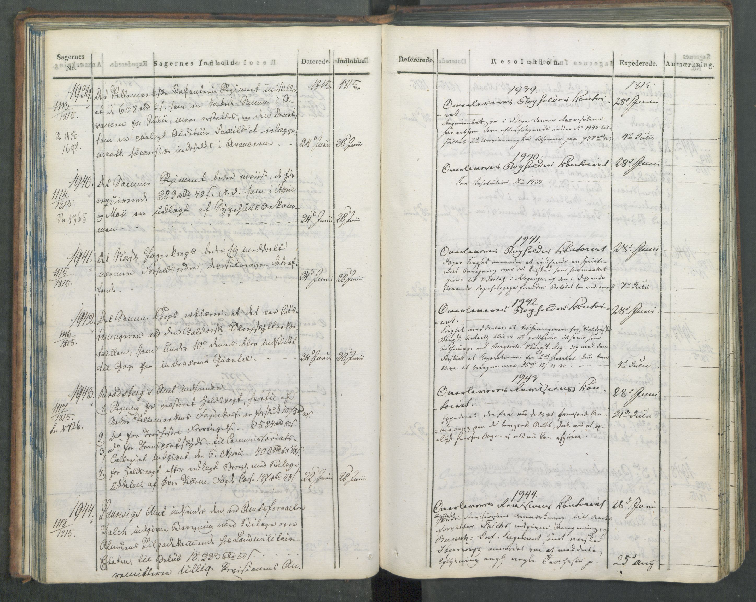 Armédepartementet, AV/RA-RAFA-3493/C/Ca/L0005: 6. Departements Journal, 1815