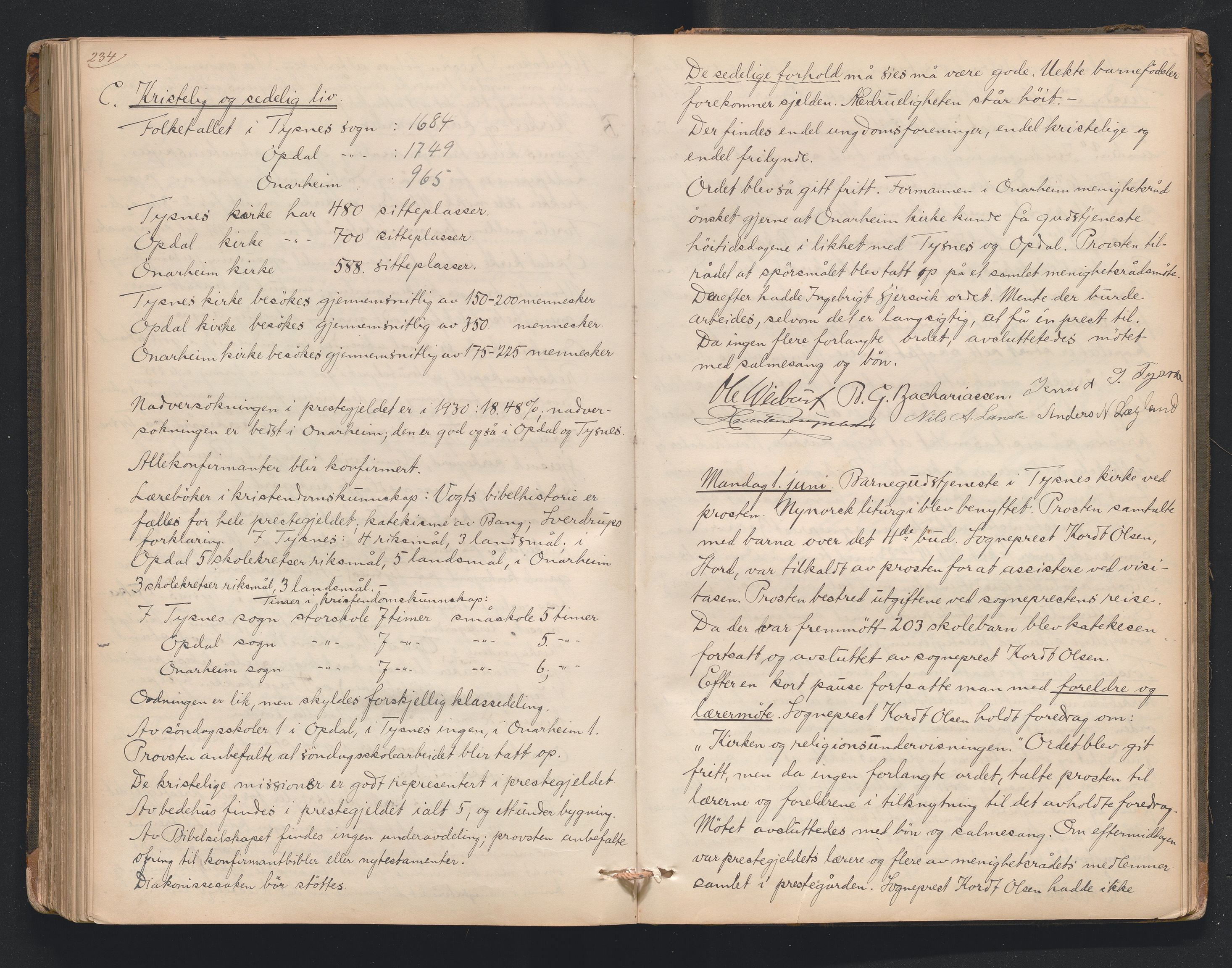 Nordre Sunnhordland prosti, AV/SAB-A-99912/F/L0001: Visitasprotokoll , 1860-1959, s. 234