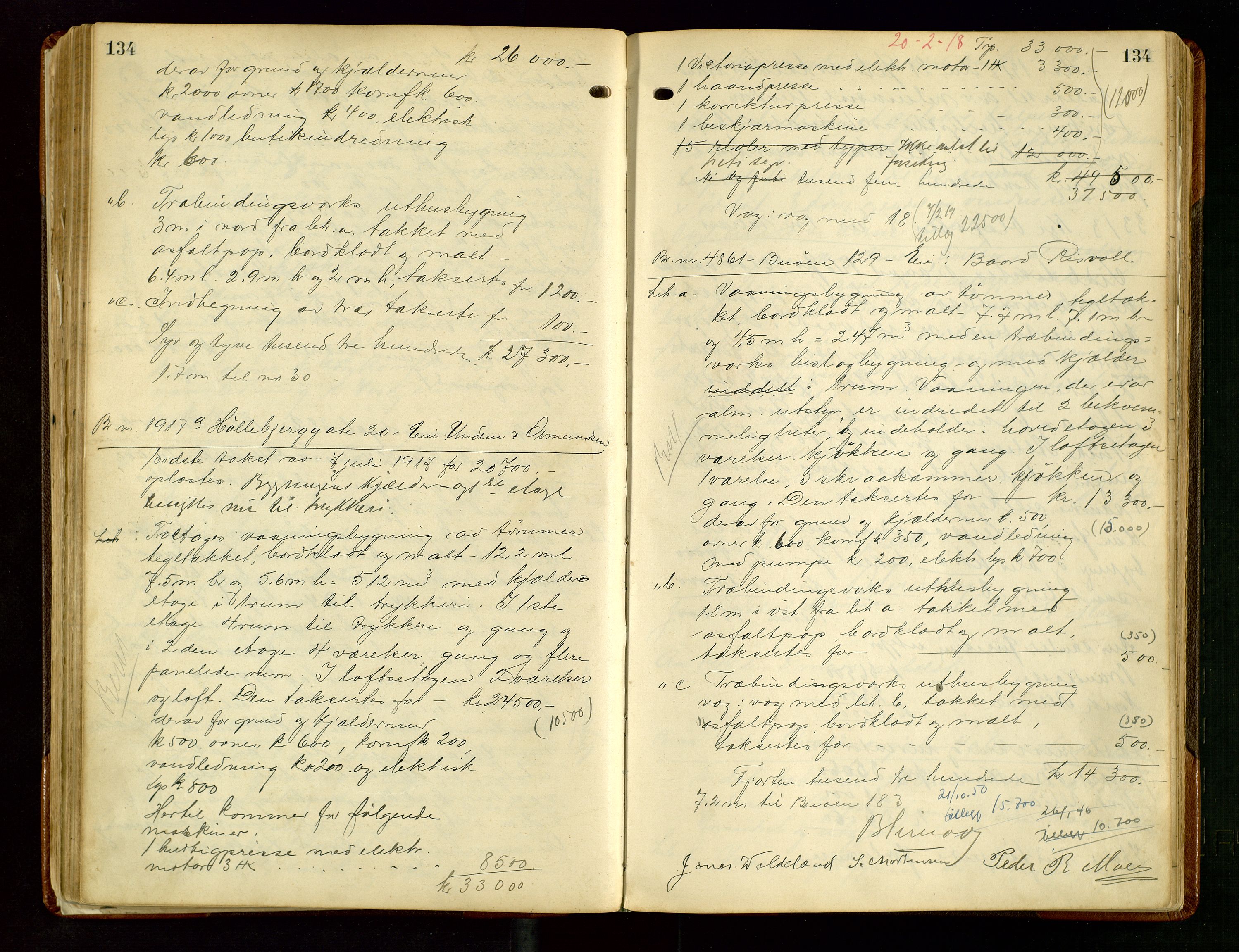 Norges Brannkasse Stavanger, AV/SAST-A-102143/F/Fd/L0016: Branntaksprotokoll nr. 27, 1916-1919, s. 134