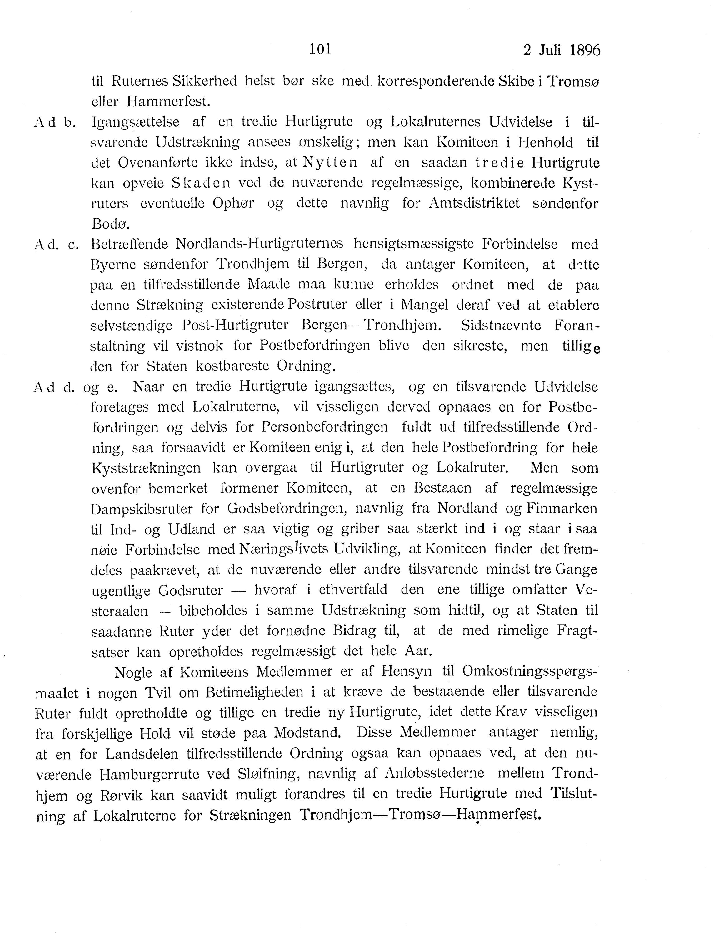 Nordland Fylkeskommune. Fylkestinget, AIN/NFK-17/176/A/Ac/L0019: Fylkestingsforhandlinger 1896, 1896