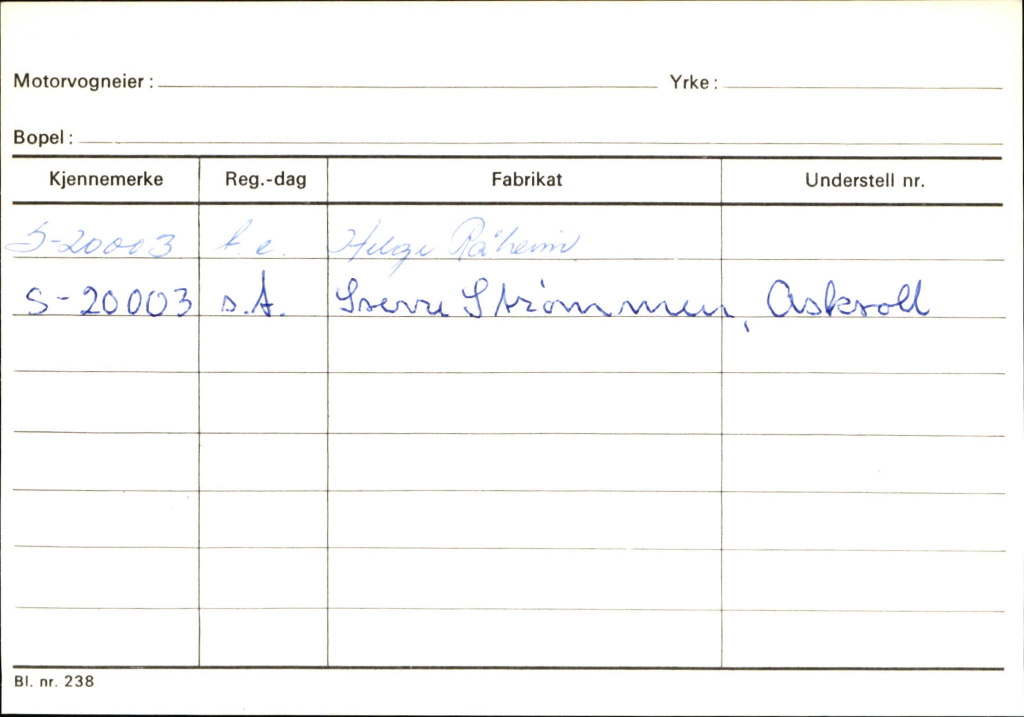 Statens vegvesen, Sogn og Fjordane vegkontor, SAB/A-5301/4/F/L0132: Eigarregister Askvoll A-Å. Balestrand A-Å, 1945-1975, s. 246