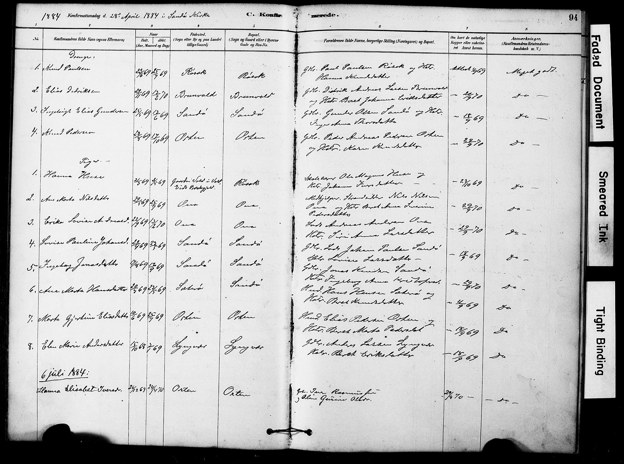 Ministerialprotokoller, klokkerbøker og fødselsregistre - Møre og Romsdal, AV/SAT-A-1454/561/L0729: Ministerialbok nr. 561A03, 1878-1900, s. 94