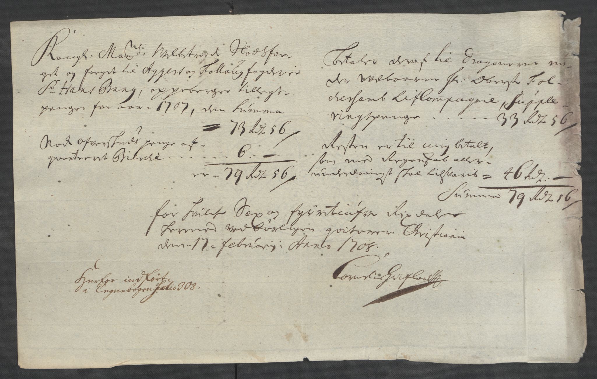 Rentekammeret inntil 1814, Reviderte regnskaper, Fogderegnskap, AV/RA-EA-4092/R10/L0447: Fogderegnskap Aker og Follo, 1707-1709, s. 148