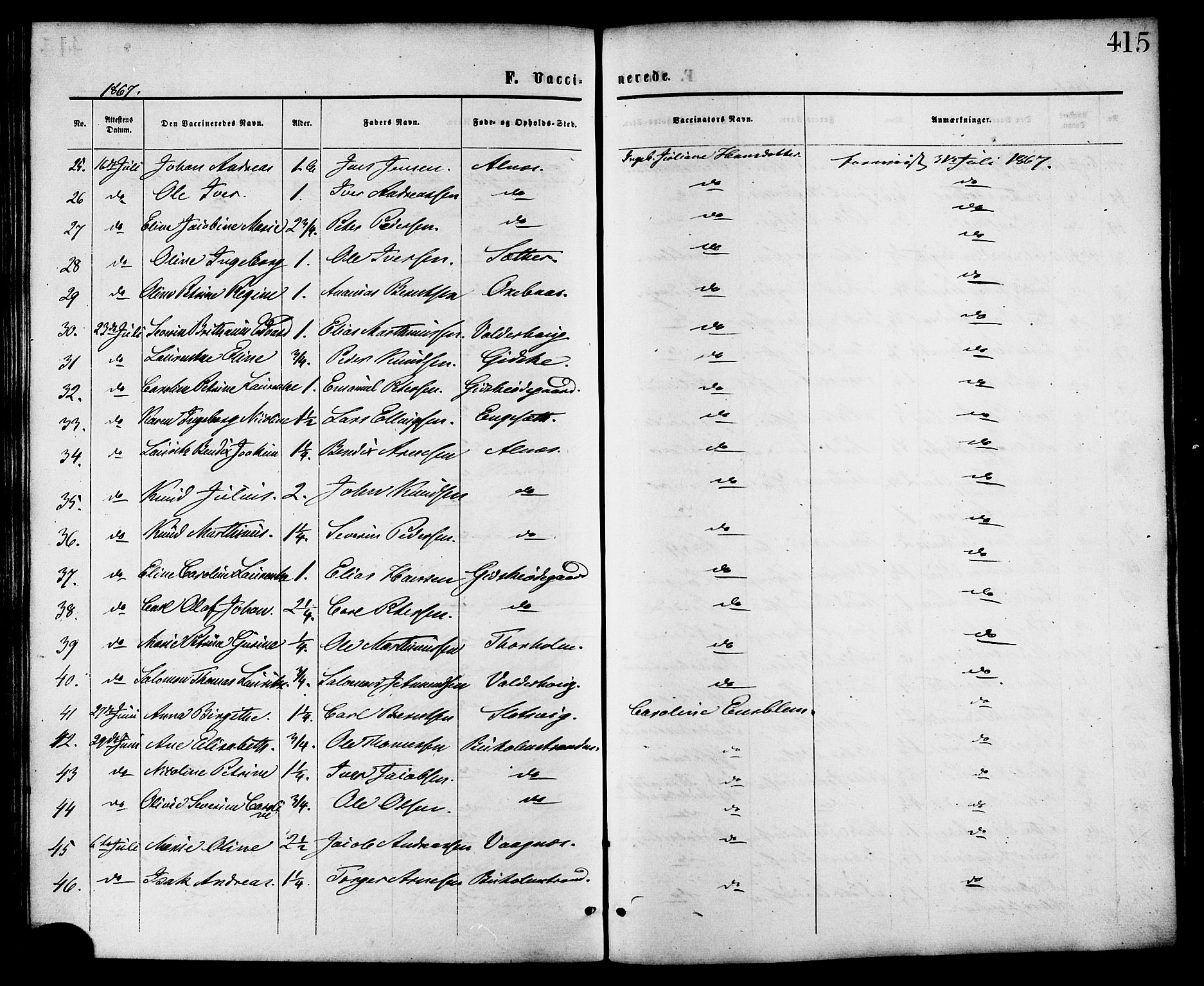 Ministerialprotokoller, klokkerbøker og fødselsregistre - Møre og Romsdal, SAT/A-1454/528/L0399: Ministerialbok nr. 528A10, 1864-1879, s. 415