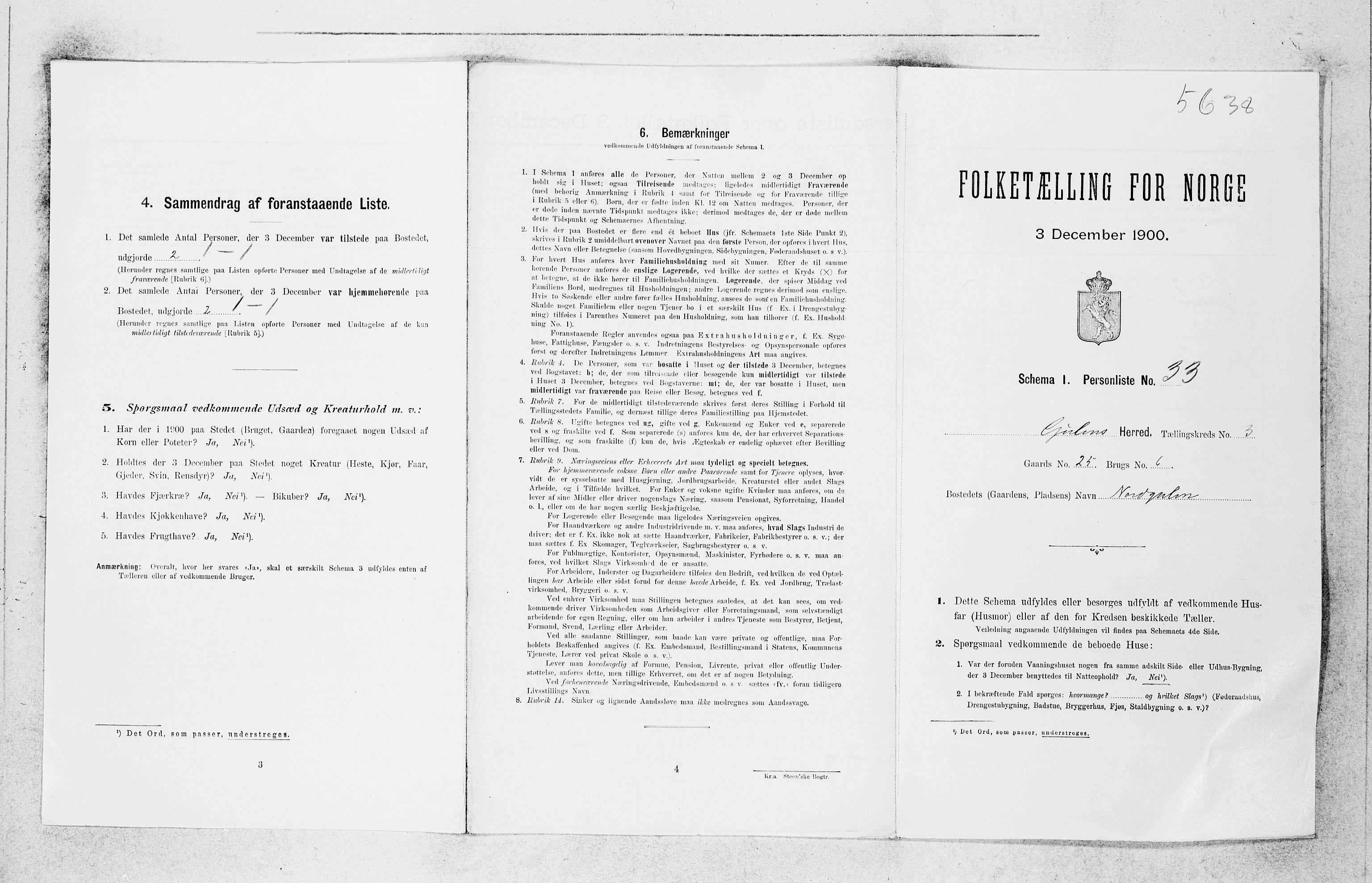 SAB, Folketelling 1900 for 1411 Gulen herred, 1900, s. 343