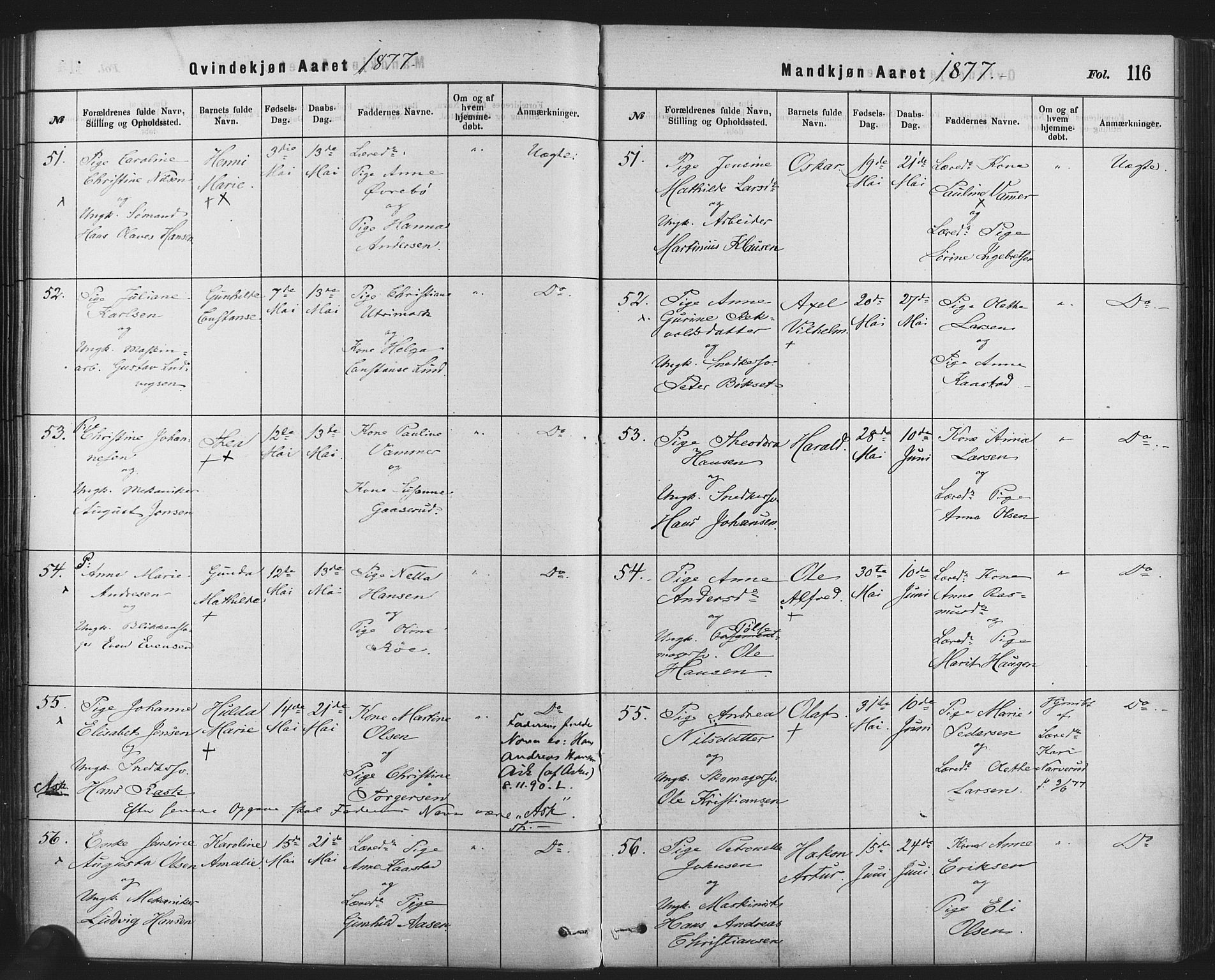 Rikshospitalet prestekontor Kirkebøker, AV/SAO-A-10309b/F/L0006: Ministerialbok nr. 6, 1871-1885, s. 116