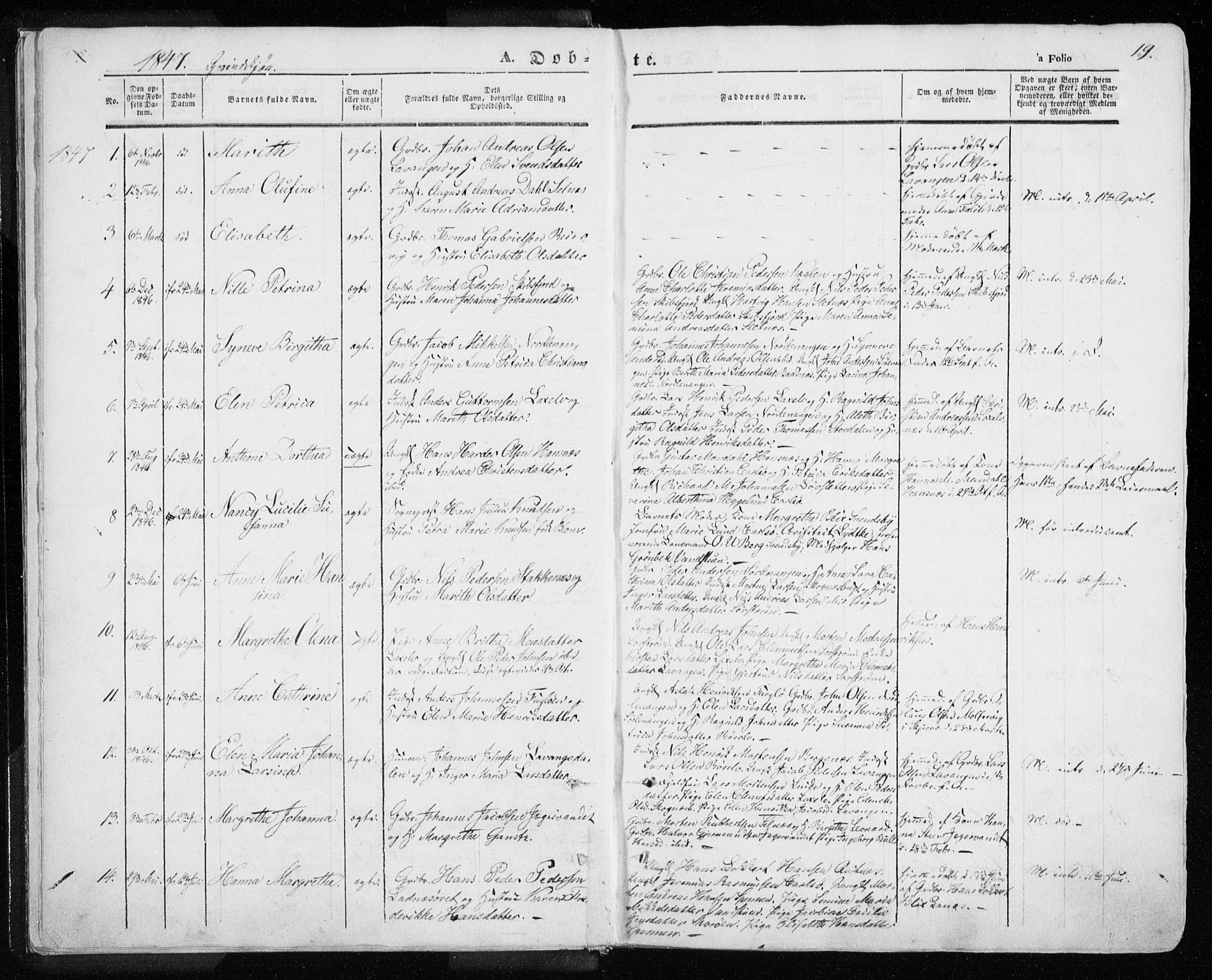 Karlsøy sokneprestembete, AV/SATØ-S-1299/H/Ha/Haa/L0003kirke: Ministerialbok nr. 3, 1843-1860, s. 19