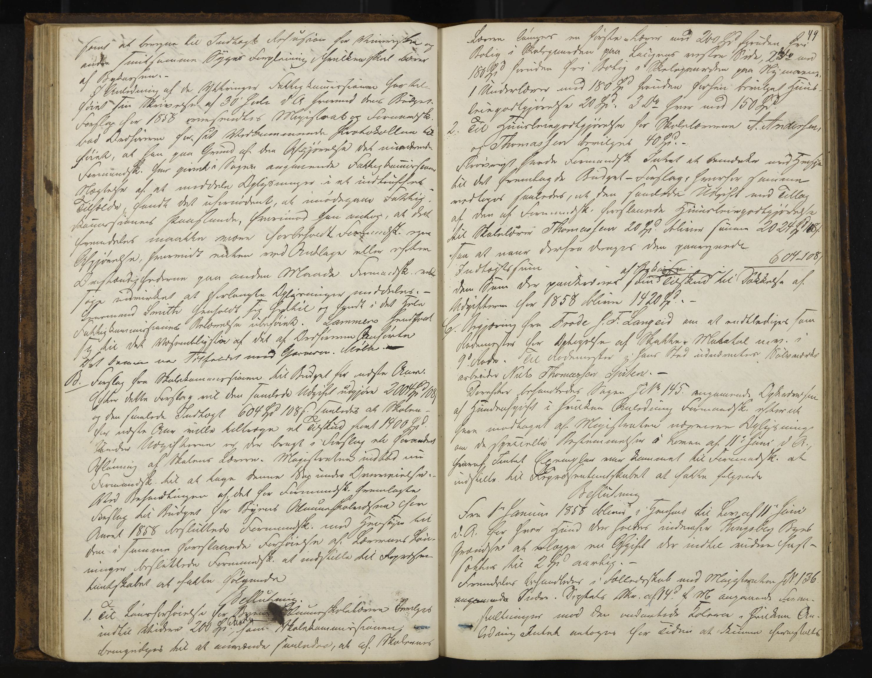 Kongsberg formannskap og sentraladministrasjon, IKAK/0604021-1/A/L0003: Møtebok med register, 1856-1861, s. 49