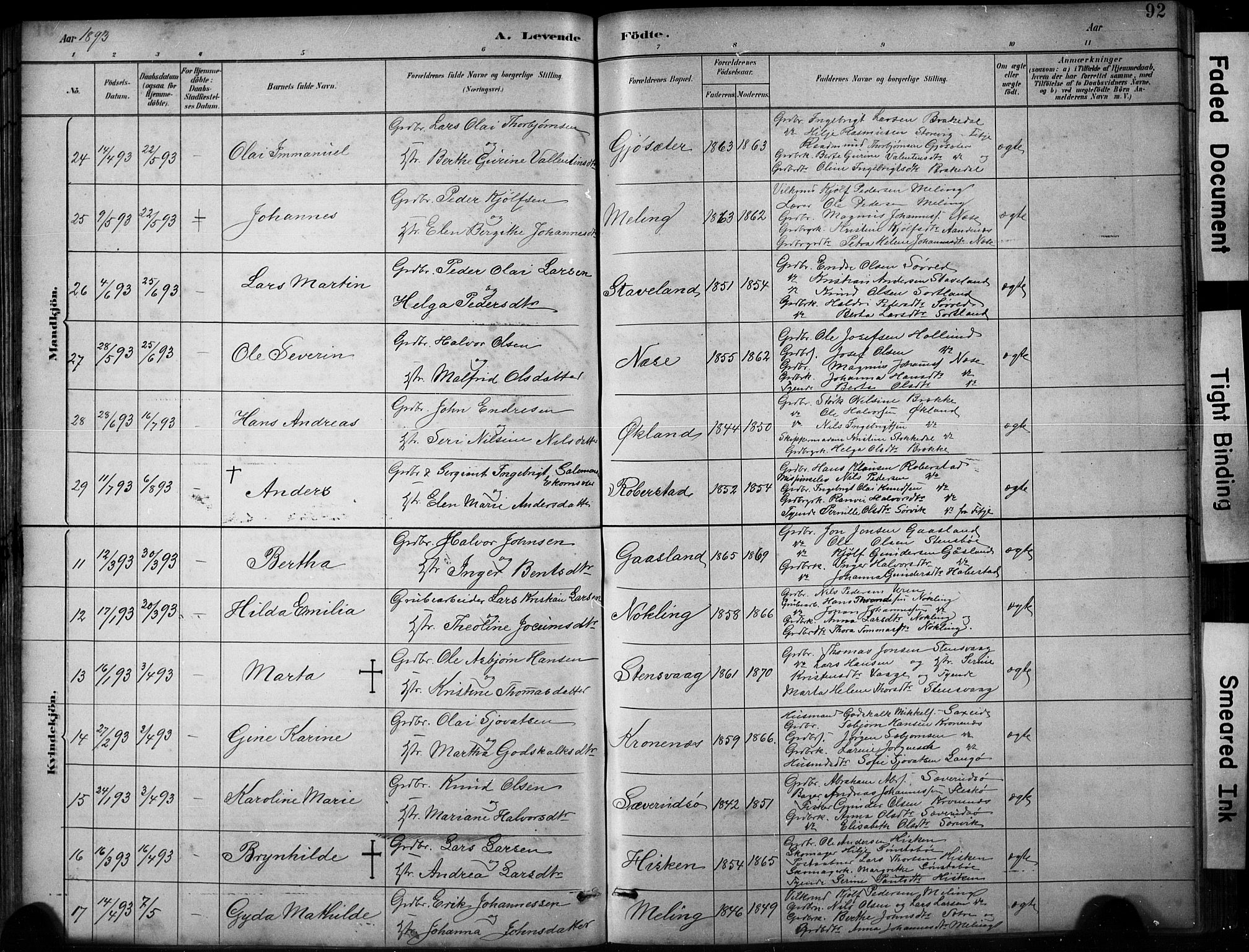 Finnås sokneprestembete, AV/SAB-A-99925/H/Ha/Hab/Habb/L0003: Klokkerbok nr. B 3, 1882-1897, s. 92