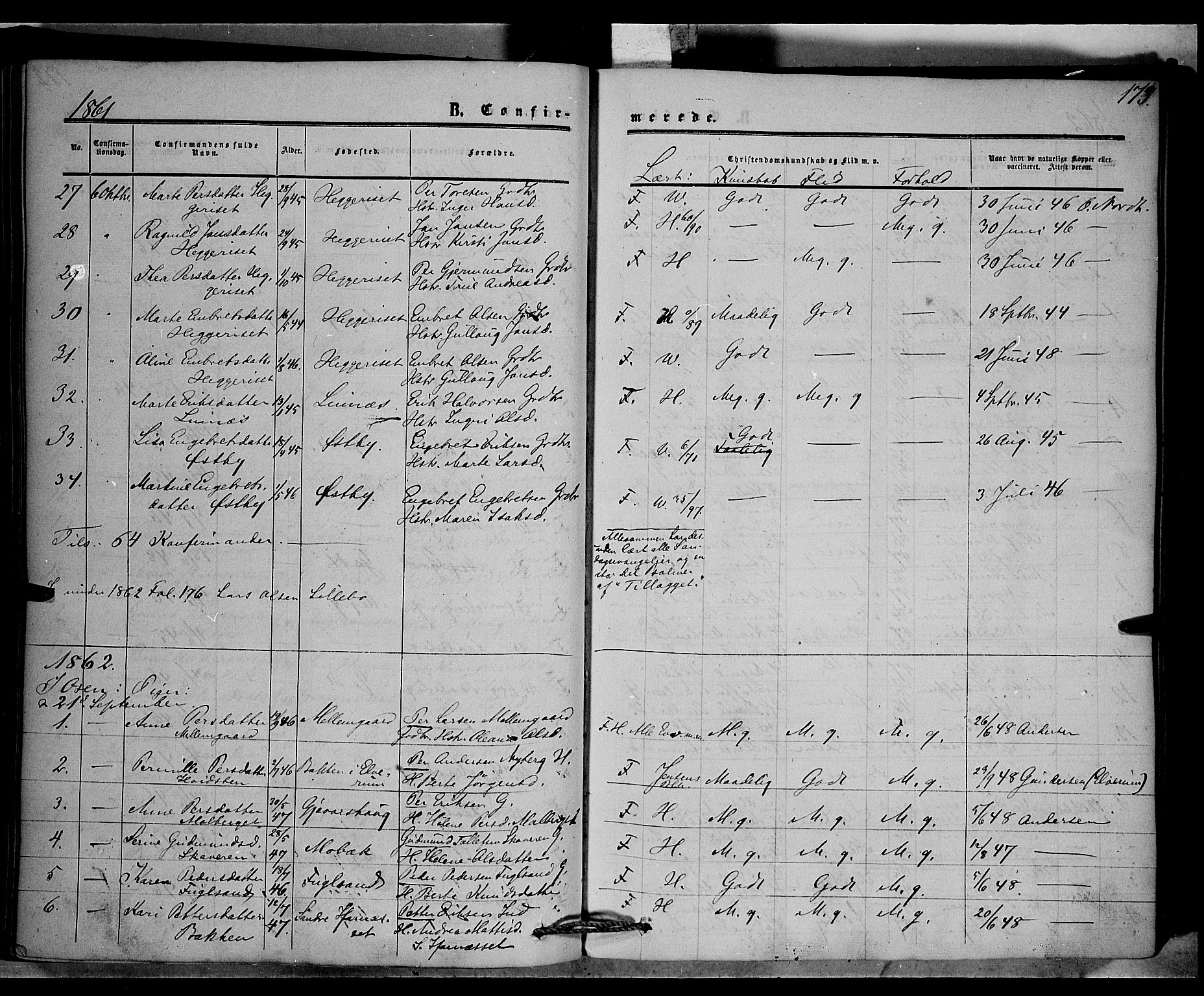 Trysil prestekontor, AV/SAH-PREST-046/H/Ha/Haa/L0005: Ministerialbok nr. 5, 1851-1865, s. 173