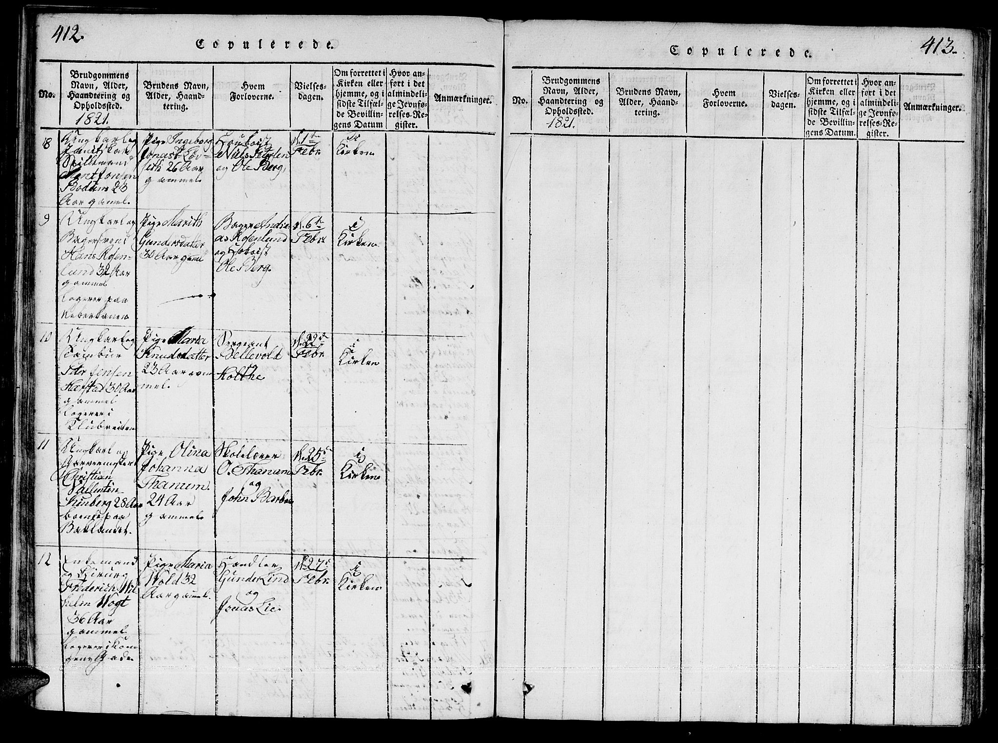 Ministerialprotokoller, klokkerbøker og fødselsregistre - Sør-Trøndelag, SAT/A-1456/601/L0043: Ministerialbok nr. 601A11, 1815-1821, s. 412-413