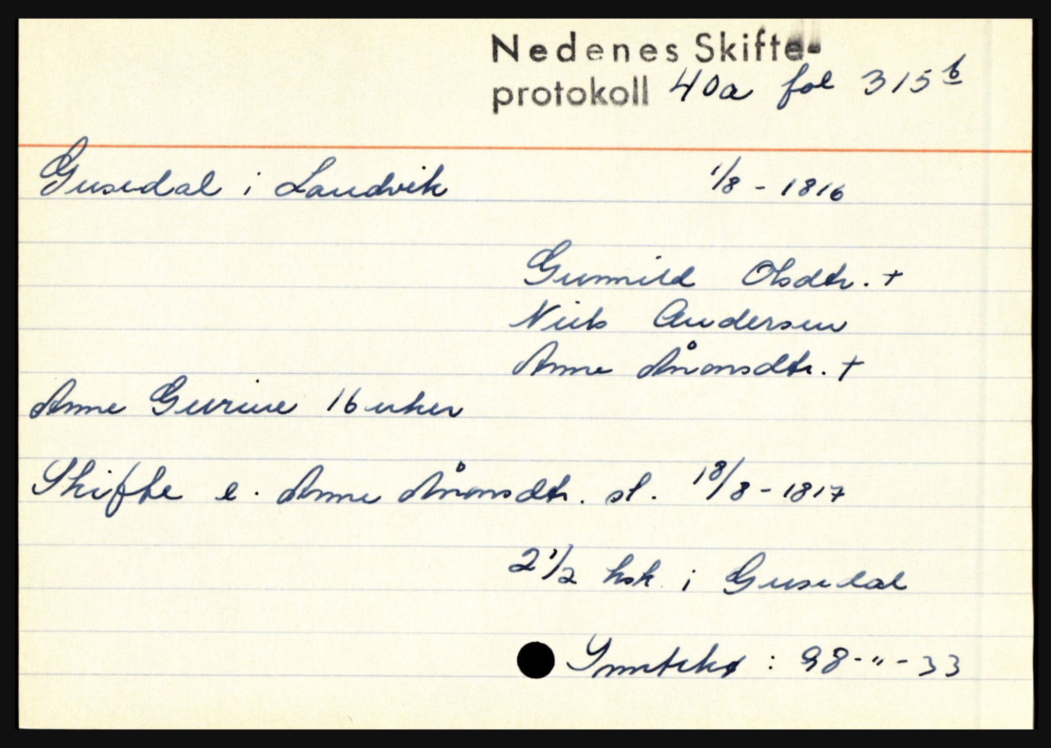 Nedenes sorenskriveri før 1824, AV/SAK-1221-0007/H, s. 10605