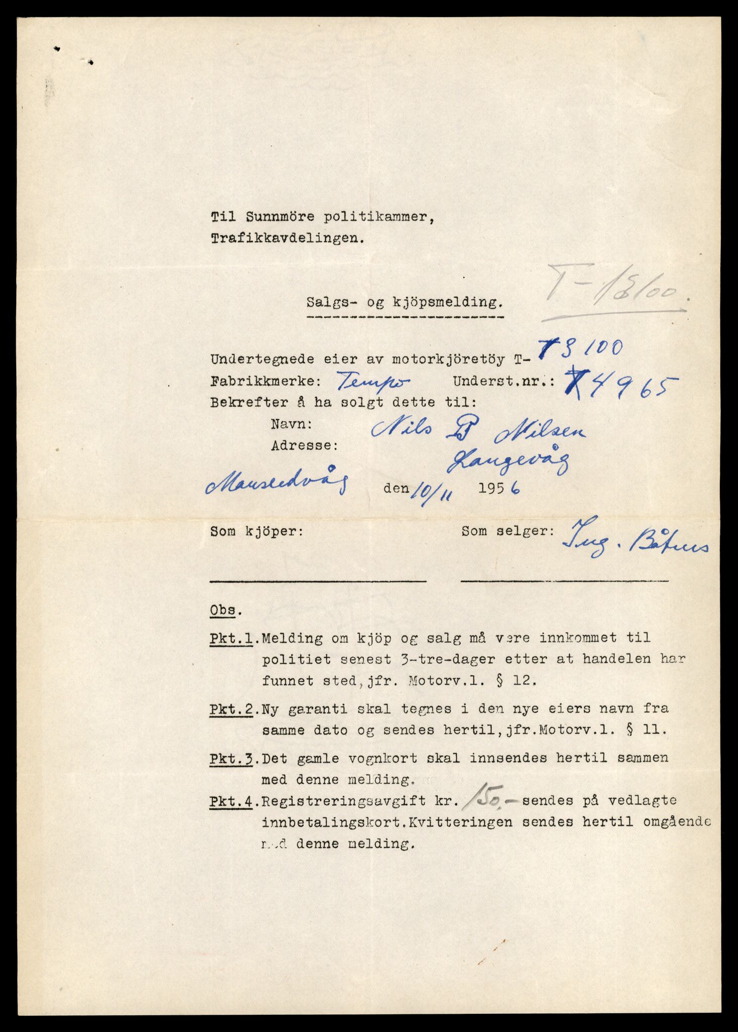 Møre og Romsdal vegkontor - Ålesund trafikkstasjon, AV/SAT-A-4099/F/Fe/L0037: Registreringskort for kjøretøy T 13031 - T 13179, 1927-1998, s. 1412