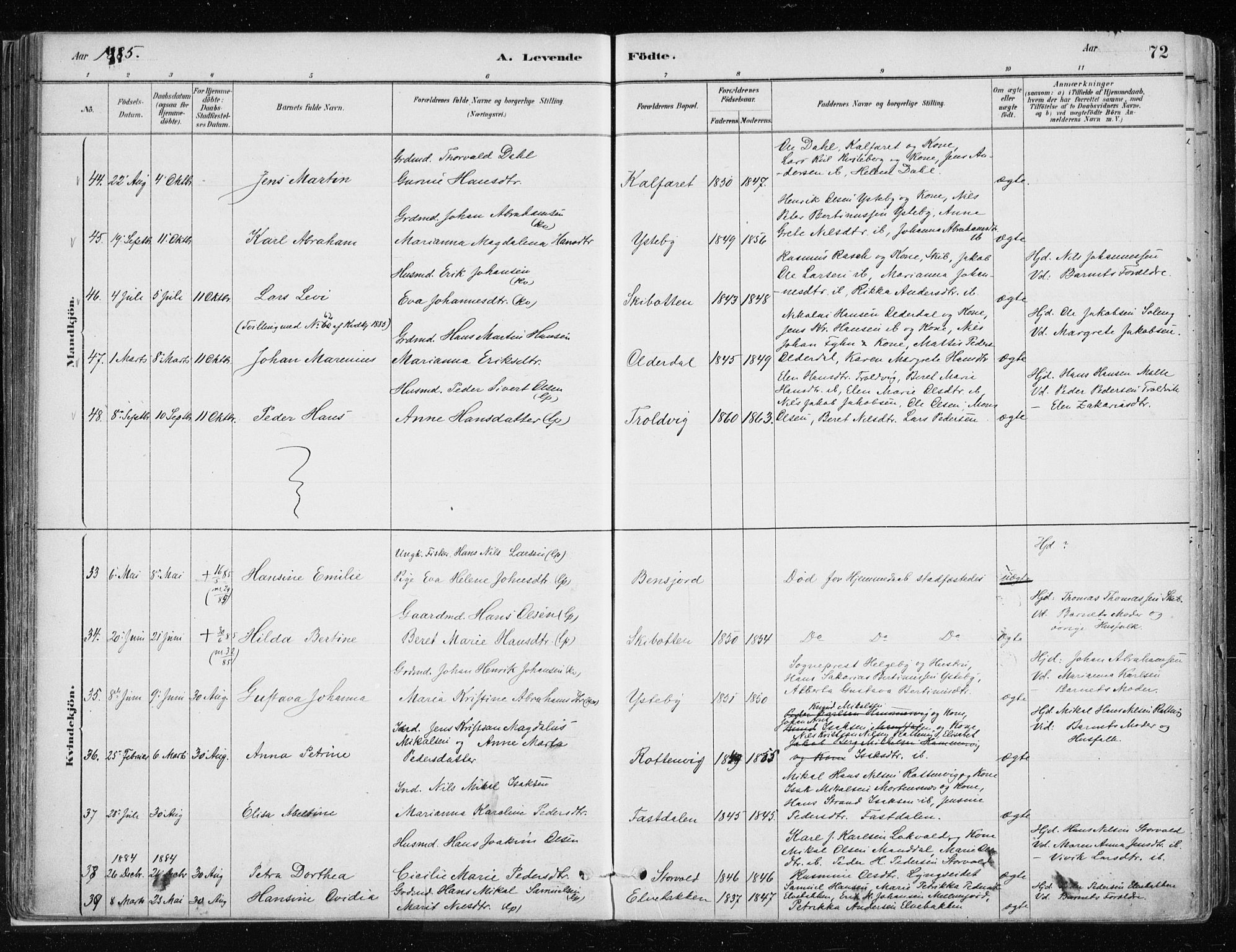 Lyngen sokneprestembete, AV/SATØ-S-1289/H/He/Hea/L0007kirke: Ministerialbok nr. 7, 1879-1890, s. 72
