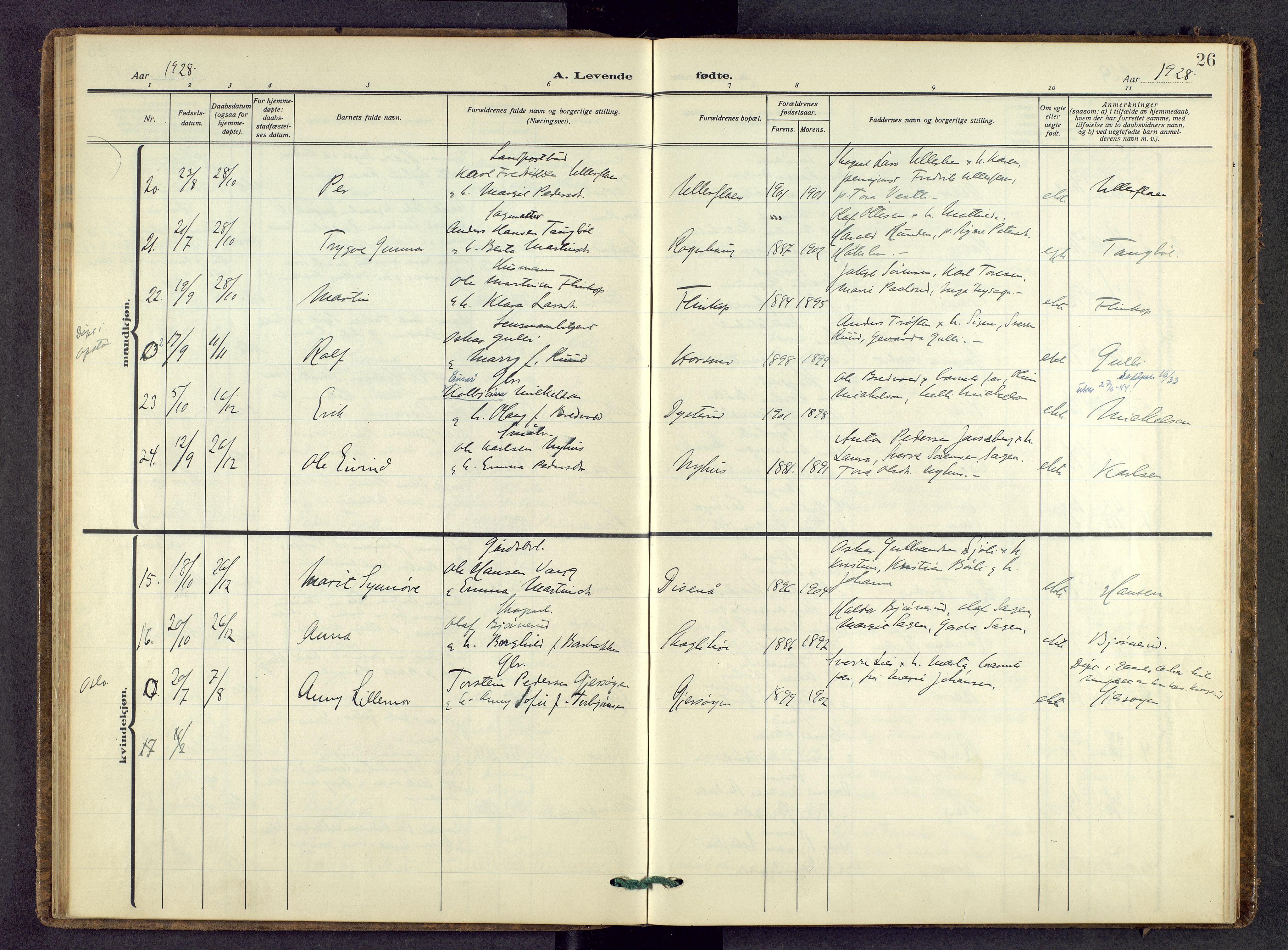 Sør-Odal prestekontor, AV/SAH-PREST-030/H/Ha/Haa/L0012: Ministerialbok nr. 12, 1923-1936, s. 26