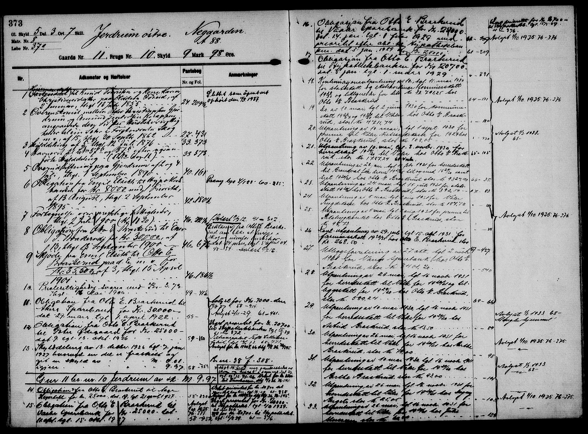 Solør tingrett, AV/SAH-TING-008/H/Ha/Hak/L0001: Panteregister nr. I, 1900-1935, s. 373