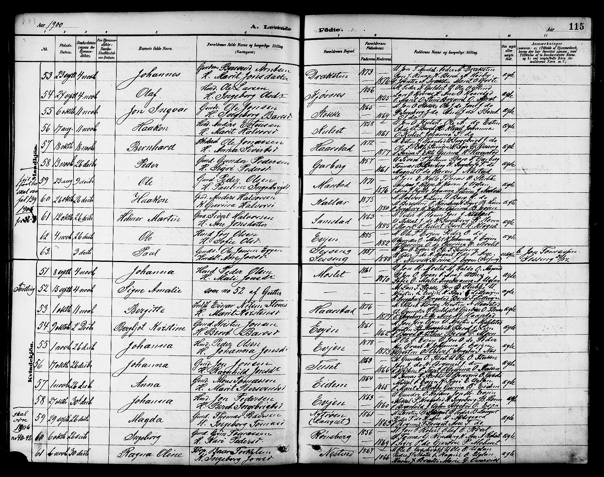 Ministerialprotokoller, klokkerbøker og fødselsregistre - Sør-Trøndelag, AV/SAT-A-1456/695/L1157: Klokkerbok nr. 695C08, 1889-1913, s. 115