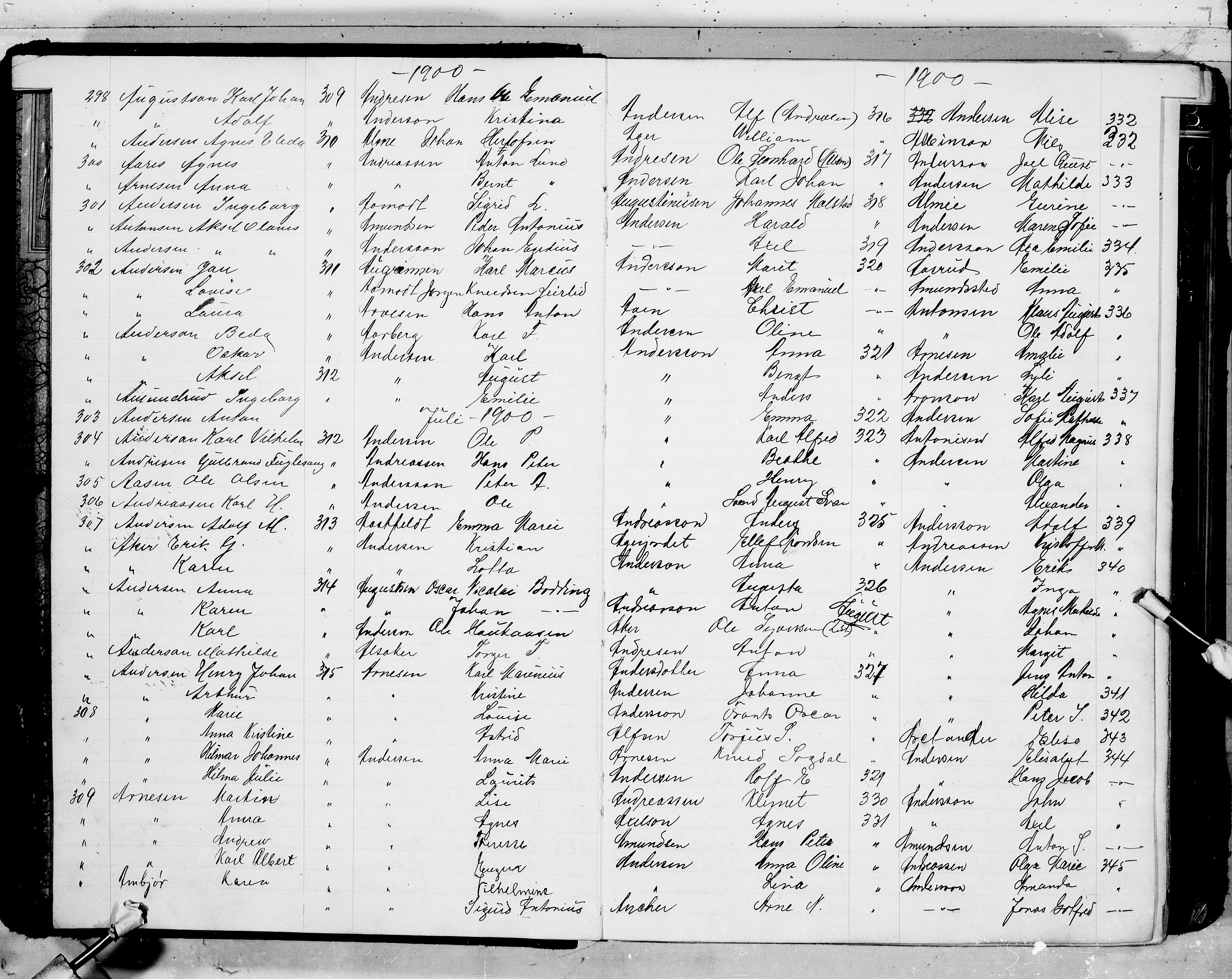 Oslo politidistrikt, AV/SAO-A-10085/E/Ee/Eefa/L0007: Register til emigrantprotokollene, 1899-1902