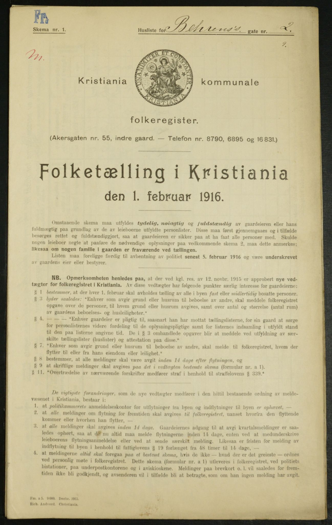 OBA, Kommunal folketelling 1.2.1916 for Kristiania, 1916, s. 3430