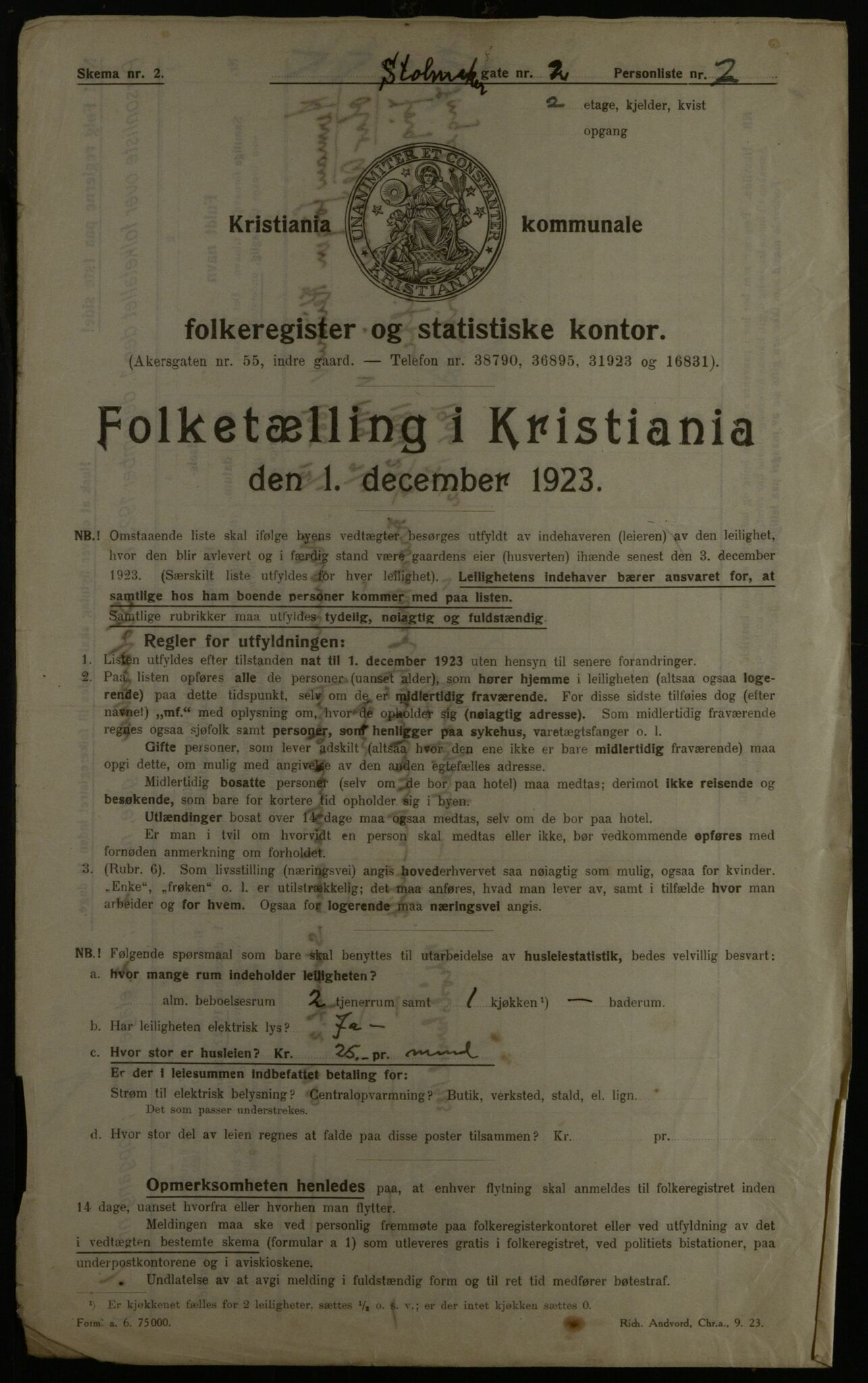 OBA, Kommunal folketelling 1.12.1923 for Kristiania, 1923, s. 113816