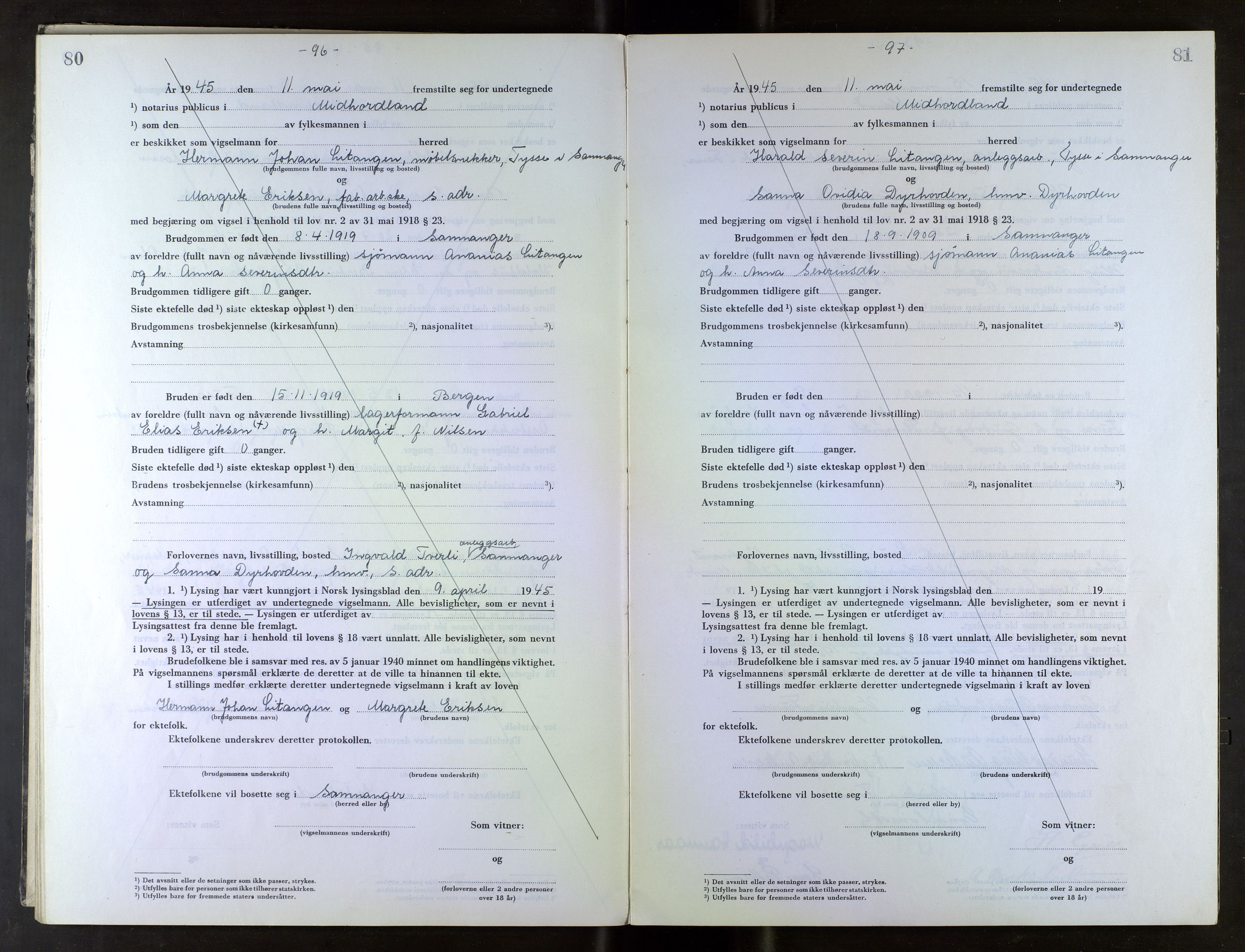Midhordland sorenskriveri, AV/SAB-A-3001/1/M/Mc/Mca/L0007: Notarialbilag. Vigselbøker, 1945-1948, s. 80-81