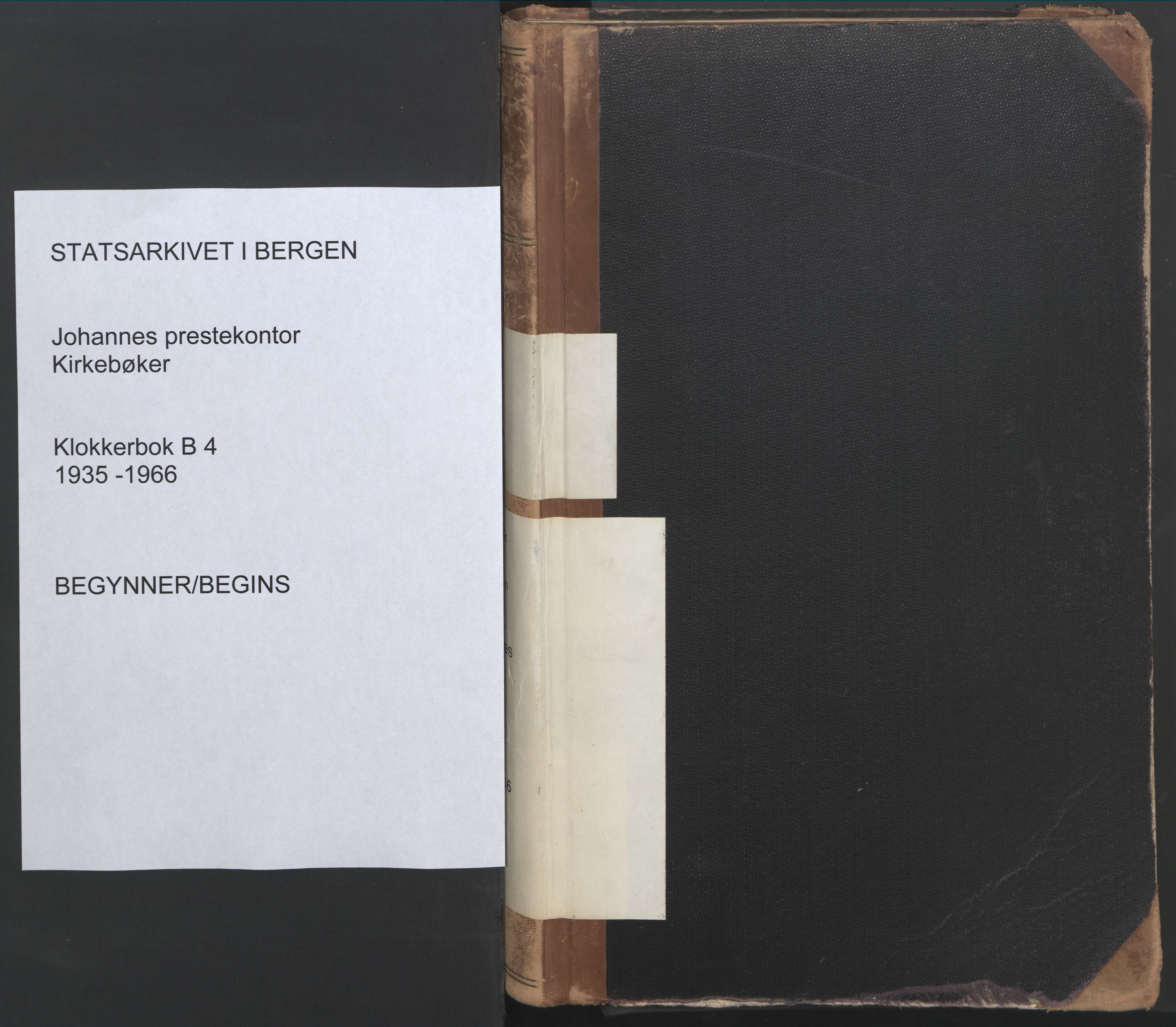 Johanneskirken sokneprestembete, SAB/A-76001/H/Hab: Klokkerbok nr. B 4, 1935-1966