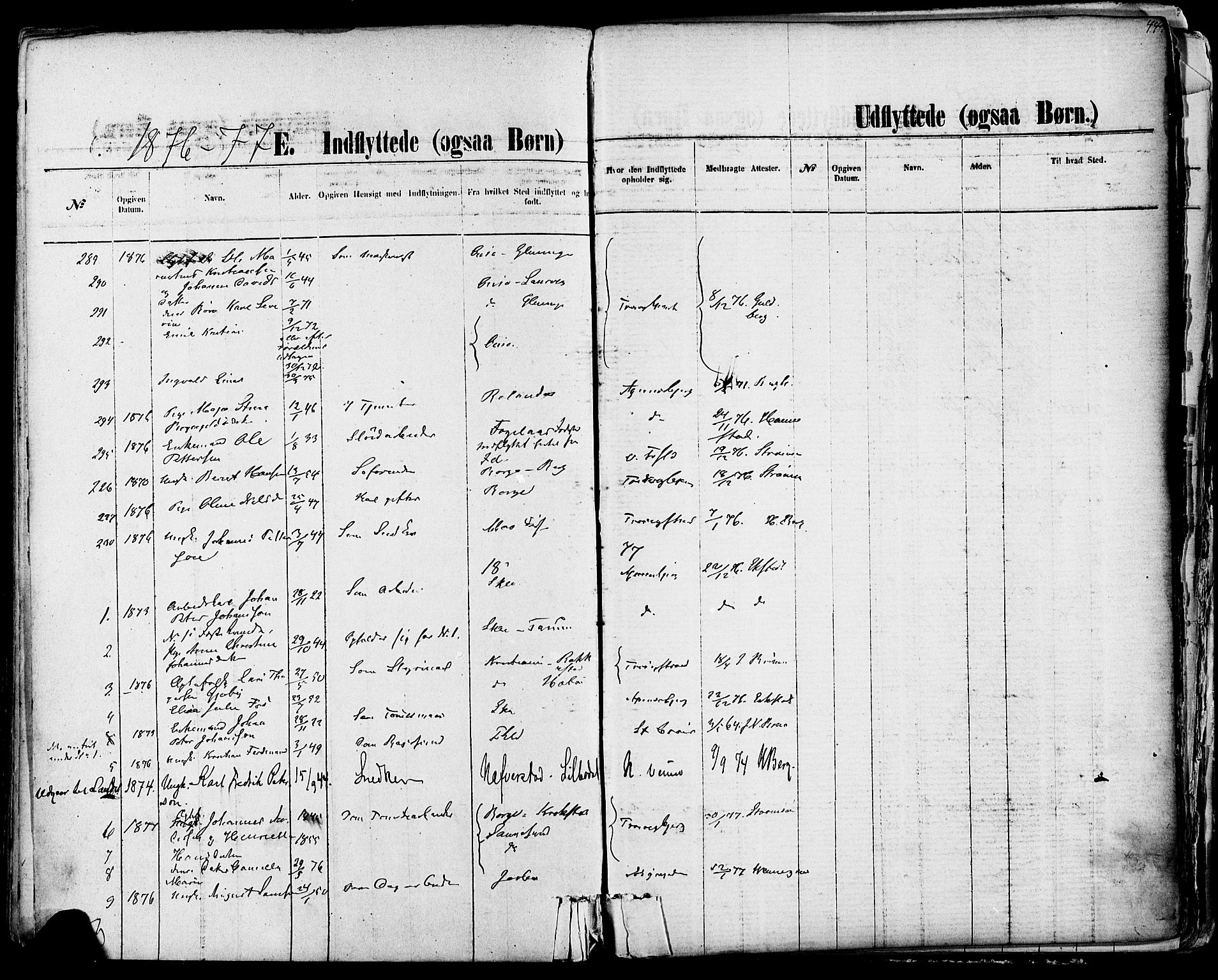 Fredrikstad domkirkes prestekontor Kirkebøker, AV/SAO-A-10906/F/Fa/L0001: Ministerialbok nr. 1, 1871-1878, s. 443