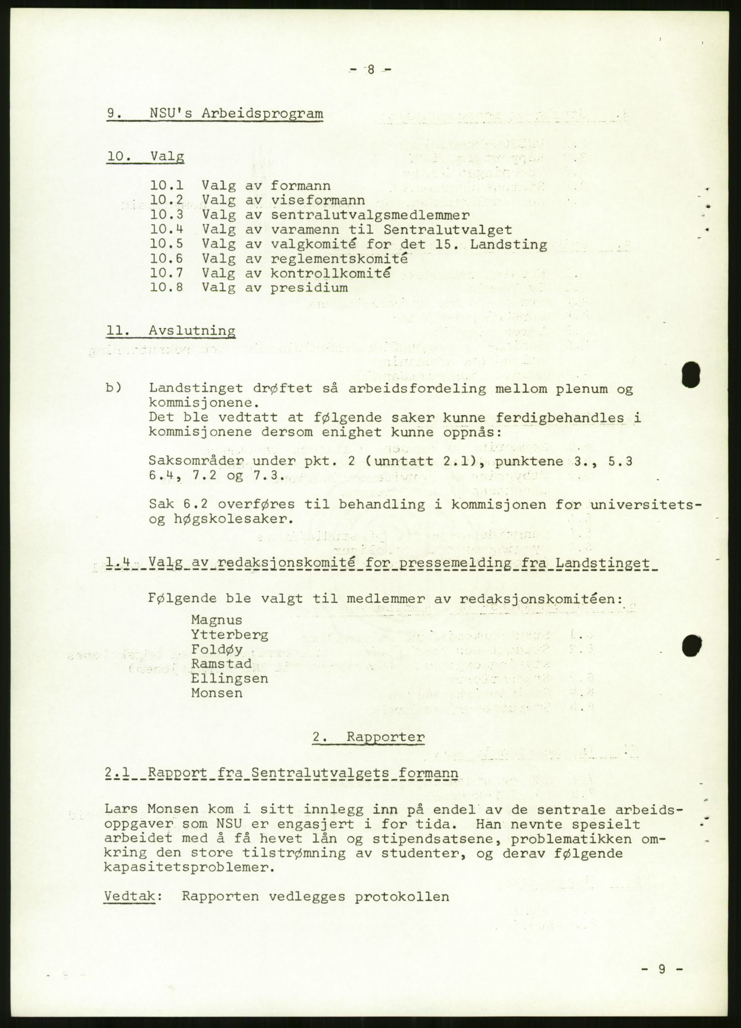 Norsk Studentunion, AV/RA-PA-0794/Fg/L0067: Landstinget, 1968-1979