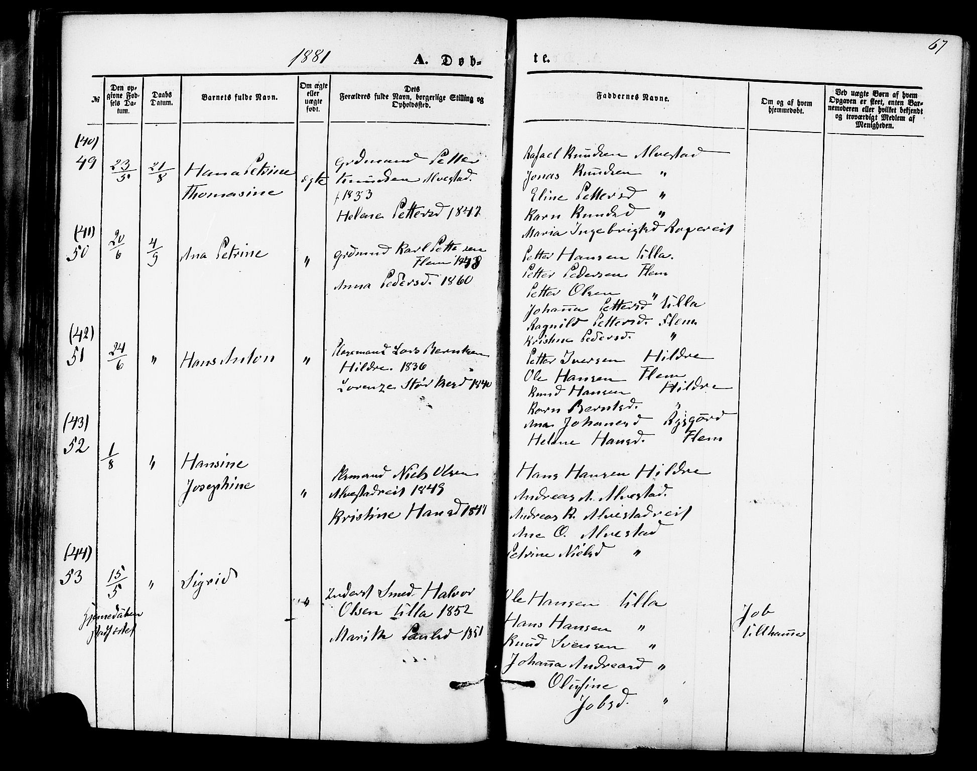 Ministerialprotokoller, klokkerbøker og fødselsregistre - Møre og Romsdal, AV/SAT-A-1454/536/L0500: Ministerialbok nr. 536A09, 1876-1889, s. 67