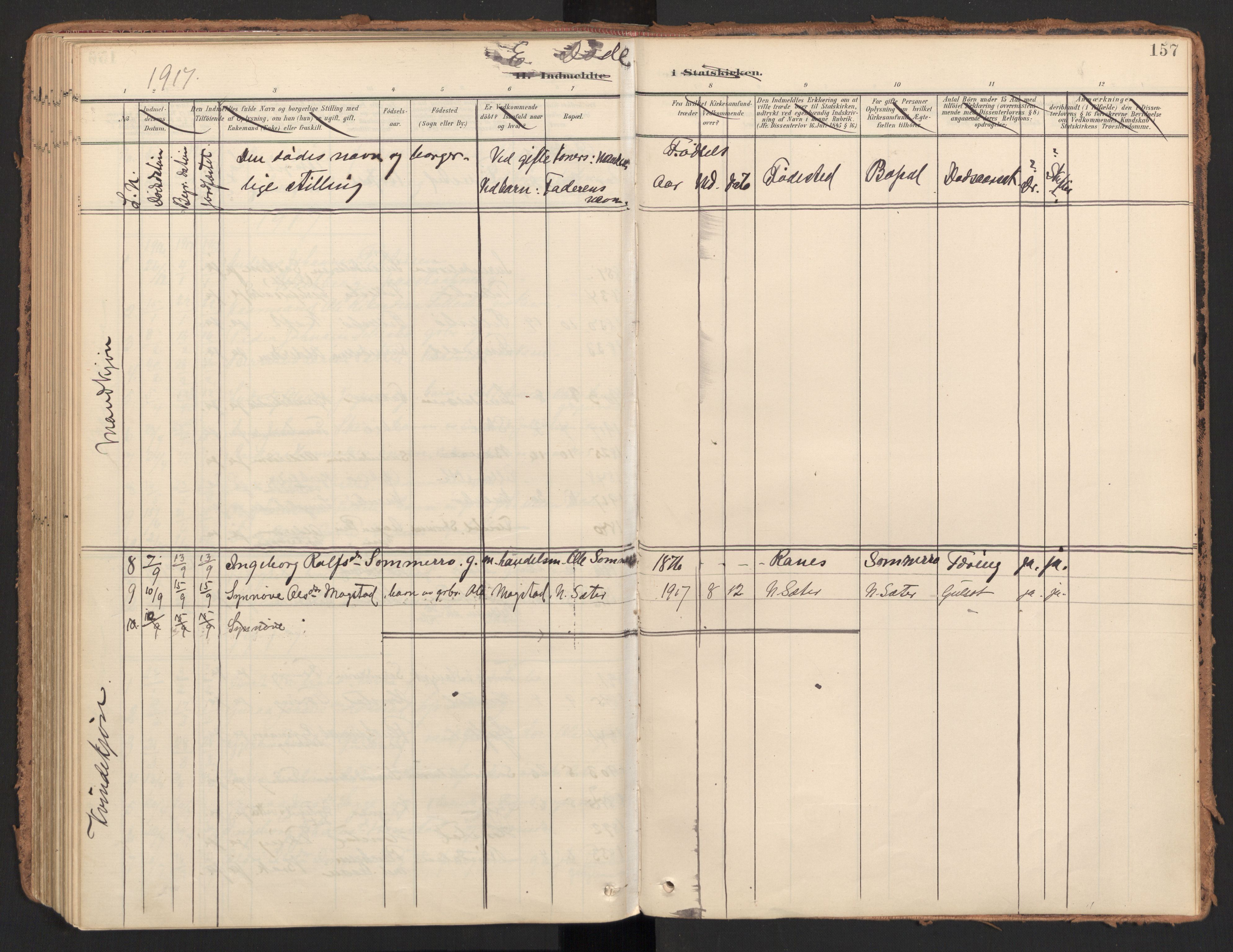 Ministerialprotokoller, klokkerbøker og fødselsregistre - Møre og Romsdal, AV/SAT-A-1454/596/L1057: Ministerialbok nr. 596A02, 1900-1917, s. 157