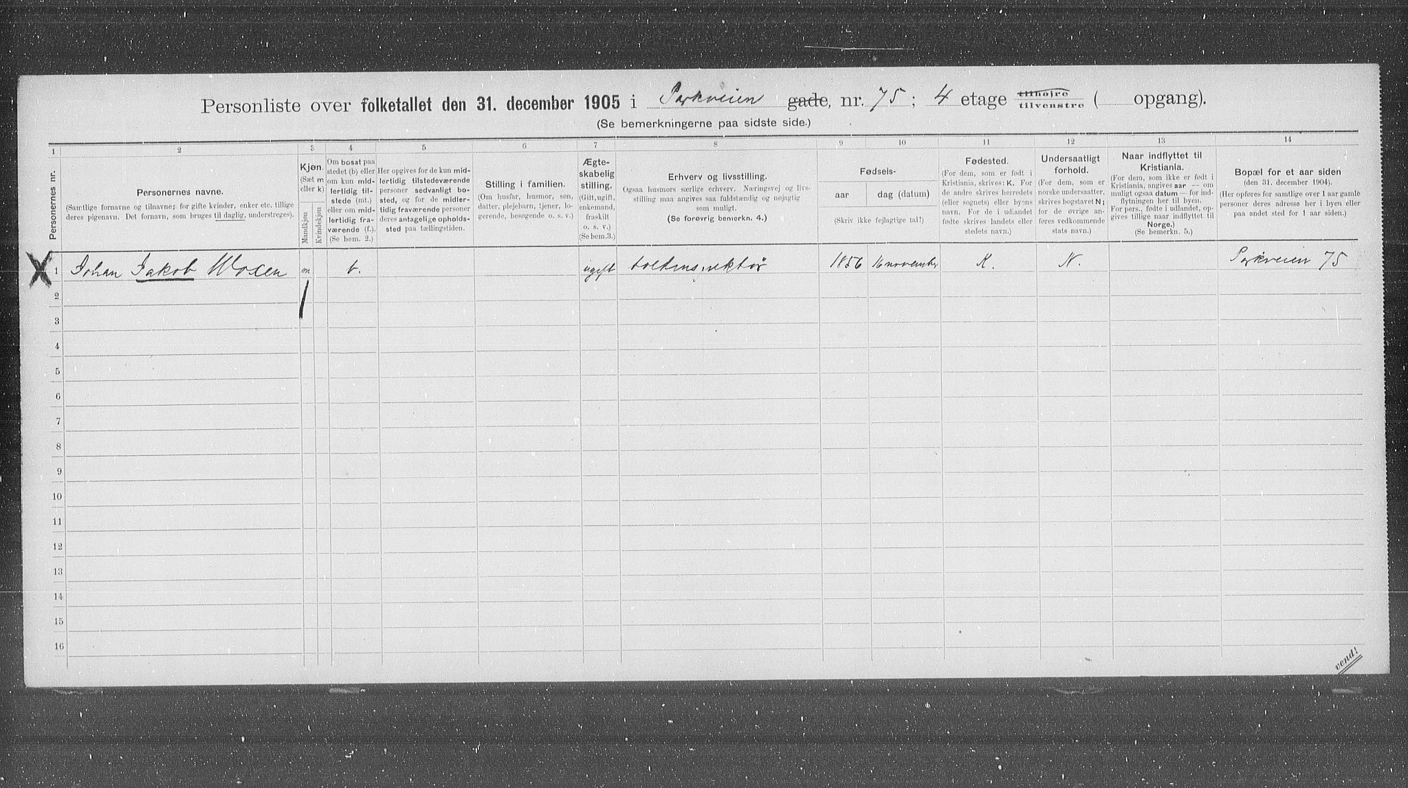 OBA, Kommunal folketelling 31.12.1905 for Kristiania kjøpstad, 1905, s. 41307