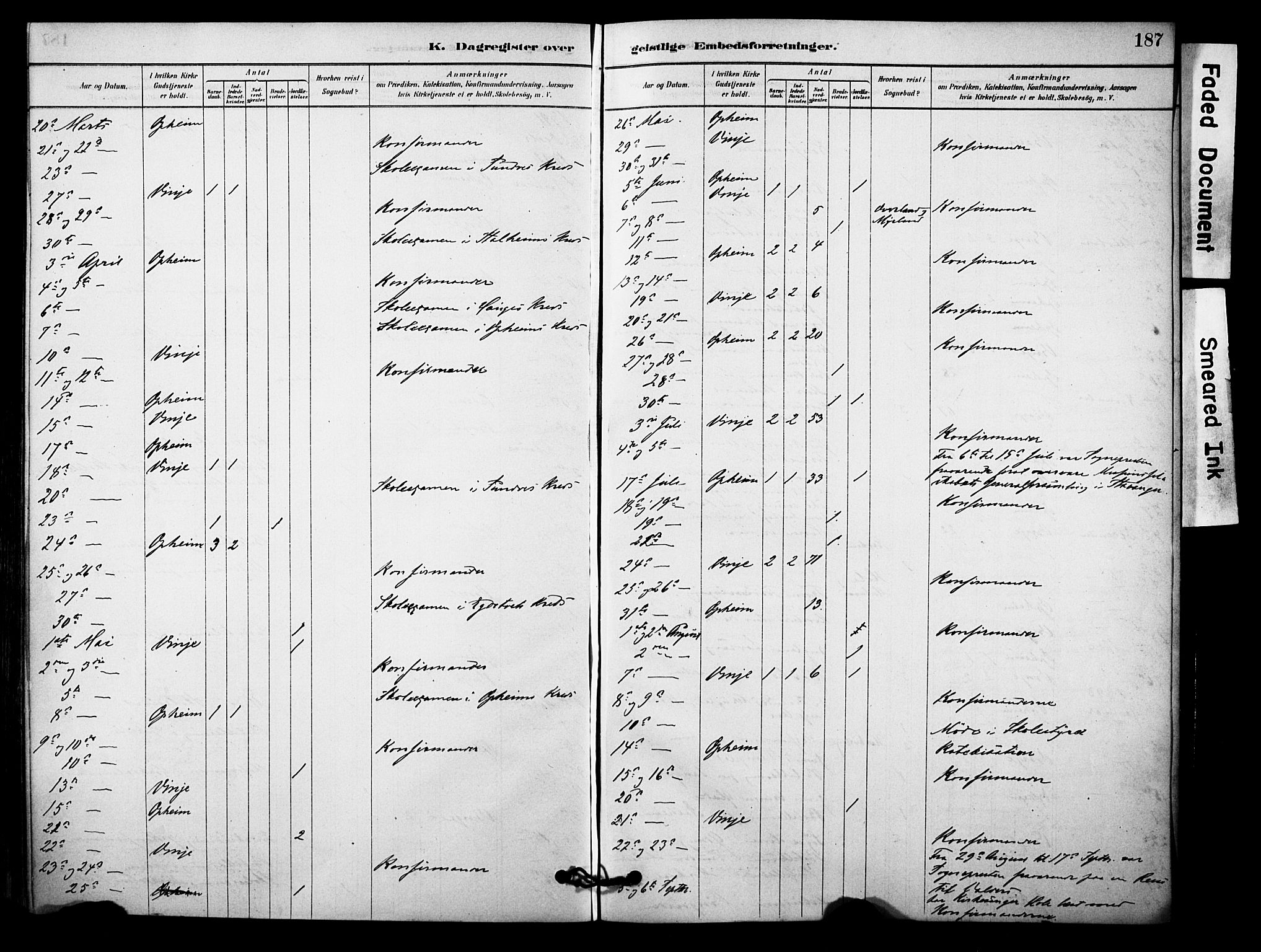 Vossestrand Sokneprestembete, AV/SAB-A-79101/H/Haa: Ministerialbok nr. C 1, 1878-1903, s. 187