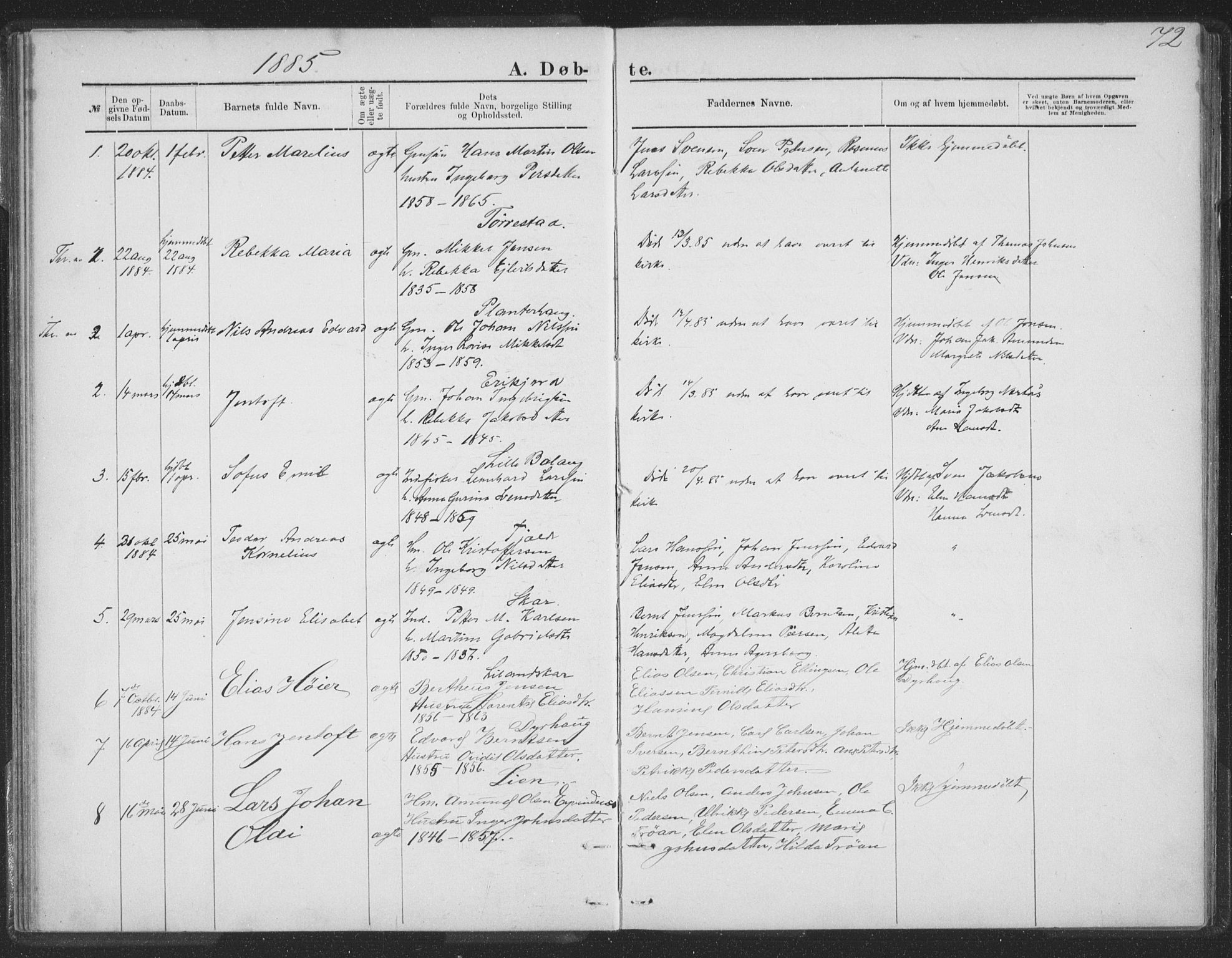 Ministerialprotokoller, klokkerbøker og fødselsregistre - Nordland, AV/SAT-A-1459/863/L0913: Klokkerbok nr. 863C03, 1877-1885, s. 72