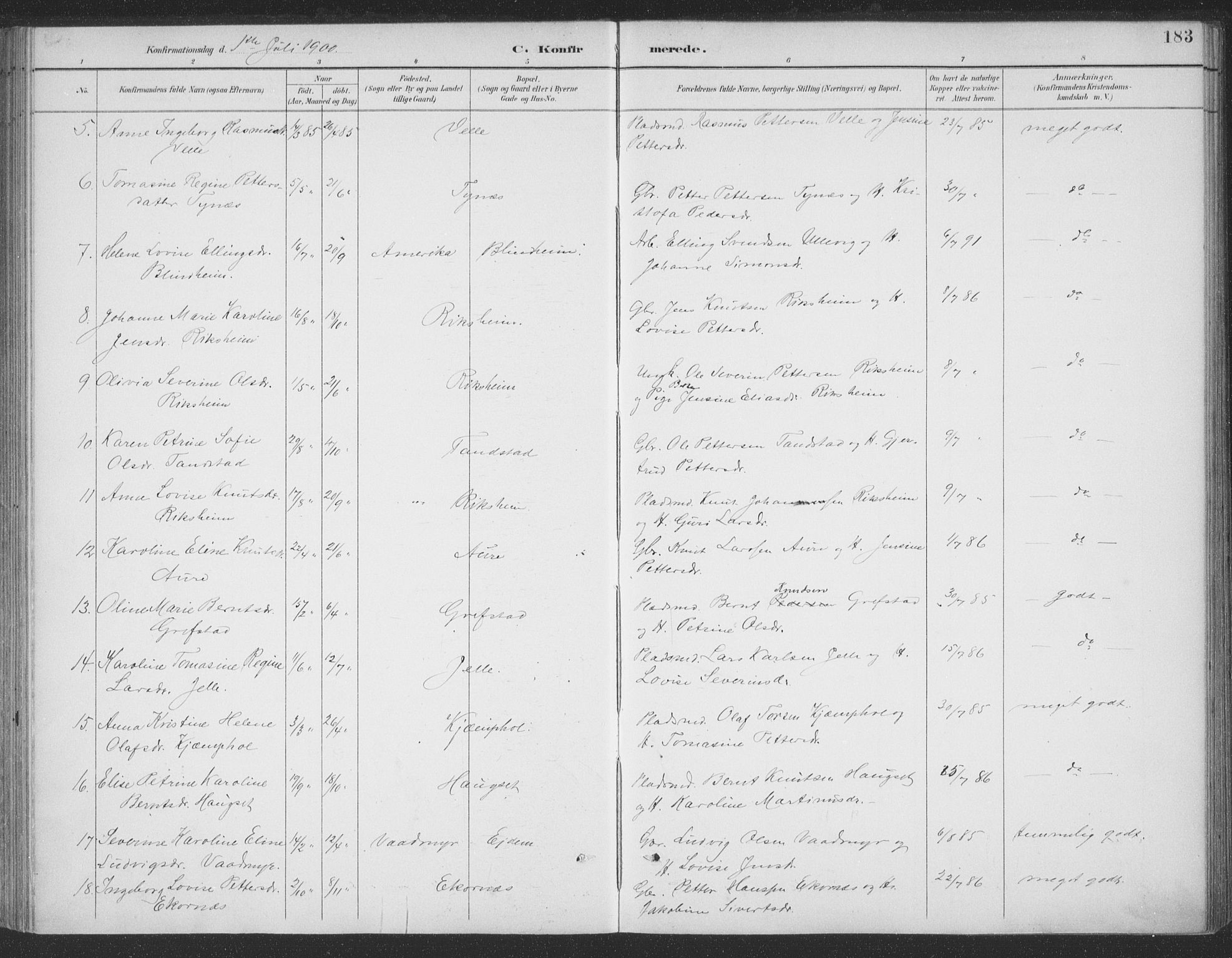 Ministerialprotokoller, klokkerbøker og fødselsregistre - Møre og Romsdal, SAT/A-1454/523/L0335: Ministerialbok nr. 523A02, 1891-1911, s. 183